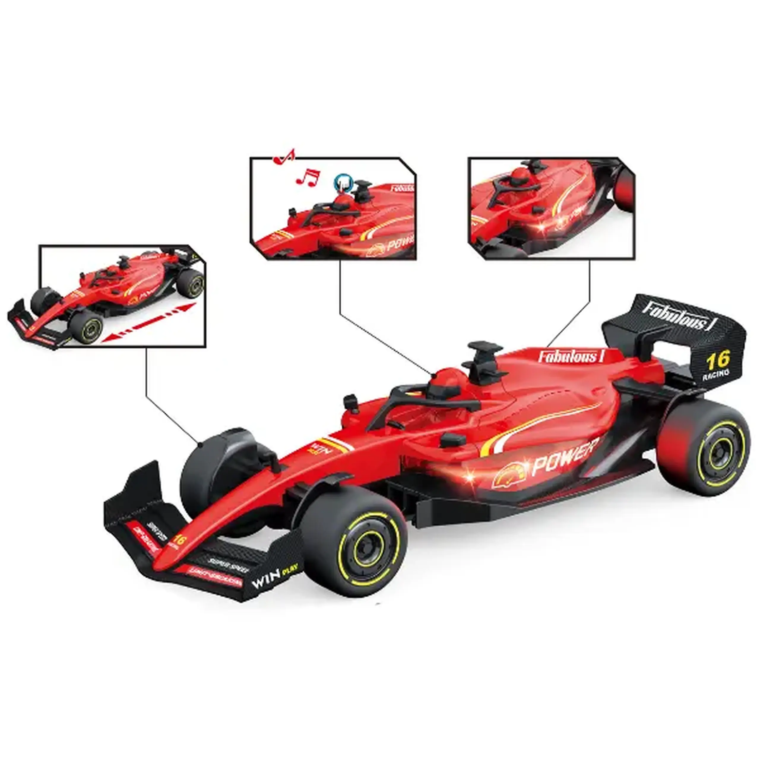 1:18 Mașină de curse F1 cu inerție, (lumină/sunet)