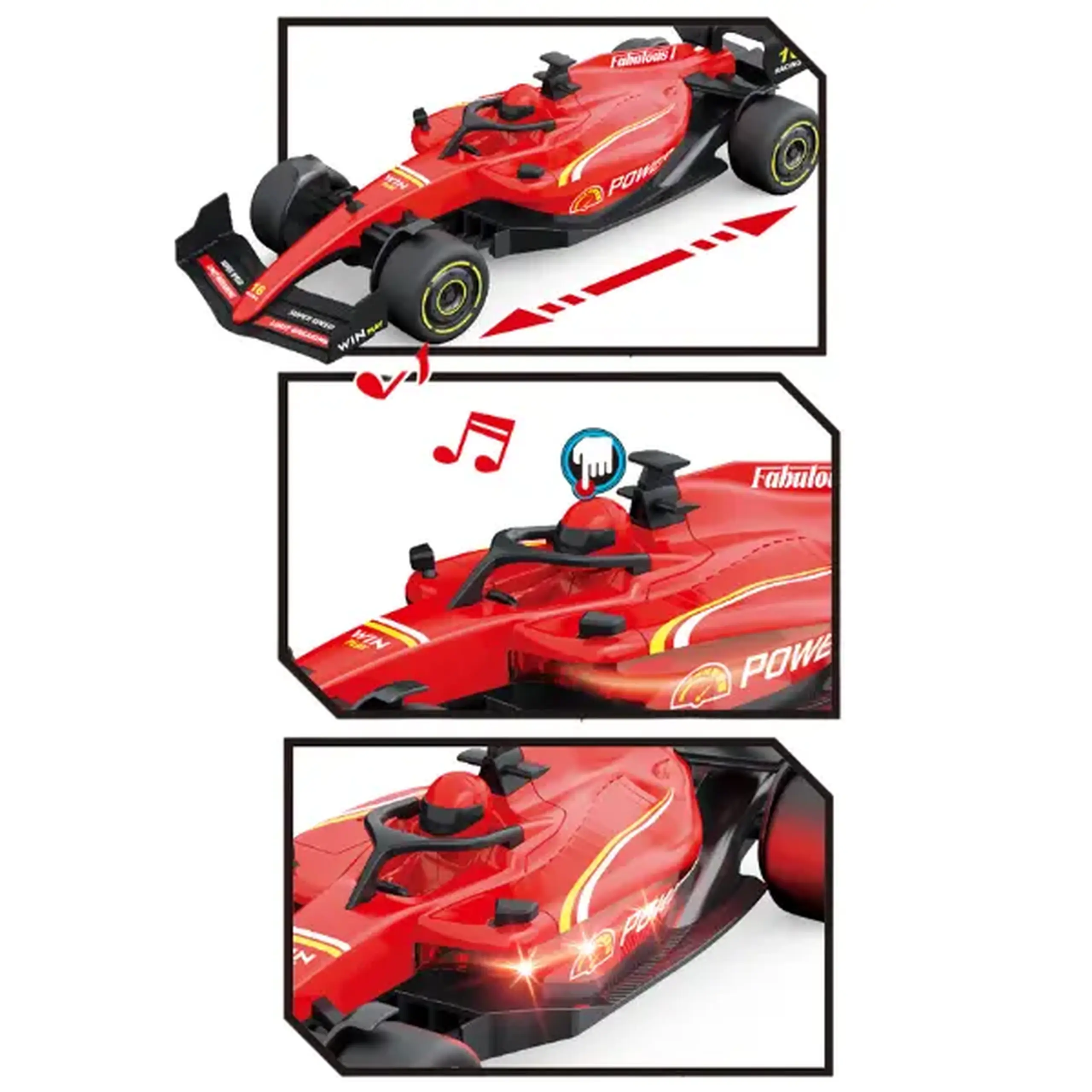 1:18 Mașină de curse F1 cu inerție, (lumină/sunet)
