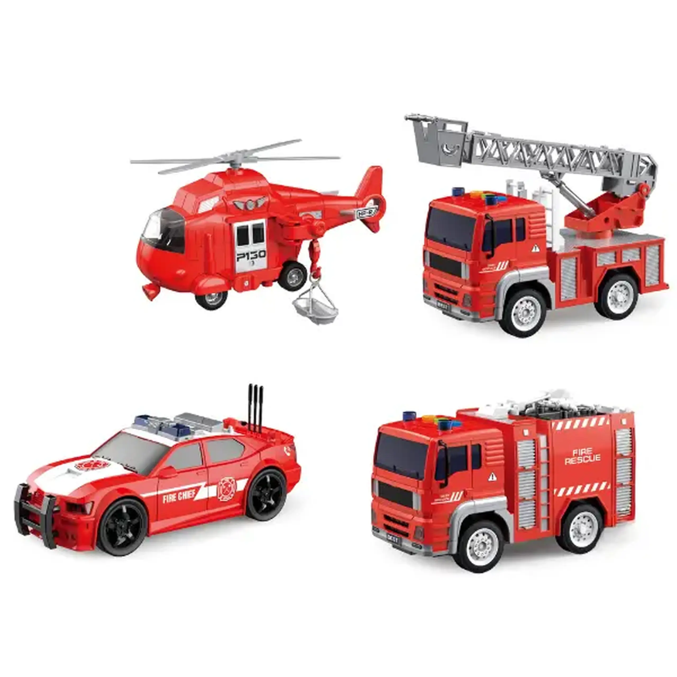 1:20 Set mașini de pompieri cu fricțiune (lumini /sunete)