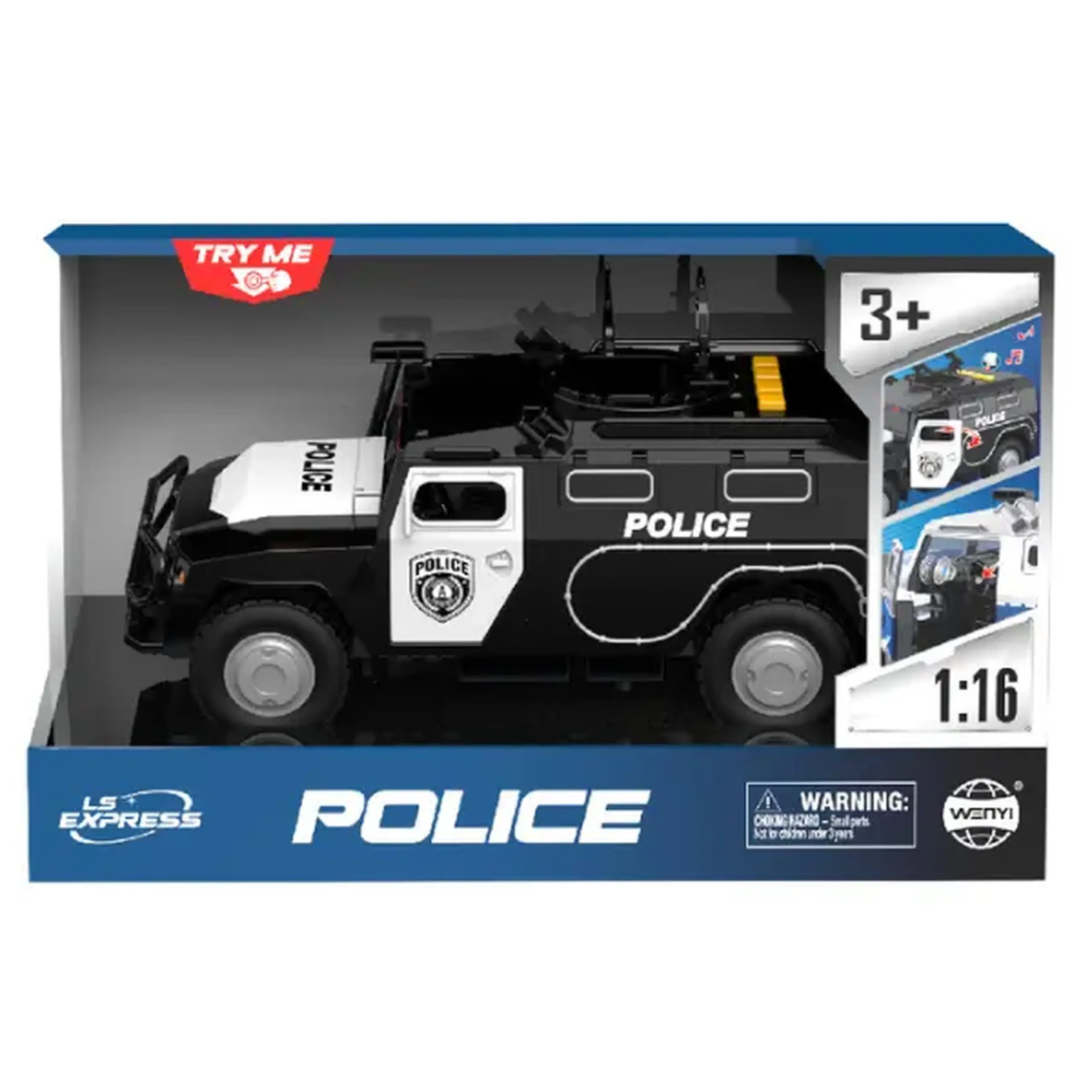 1:16 Jeep de poliție cu inerție (lumini /sunete / ușile se deschid)