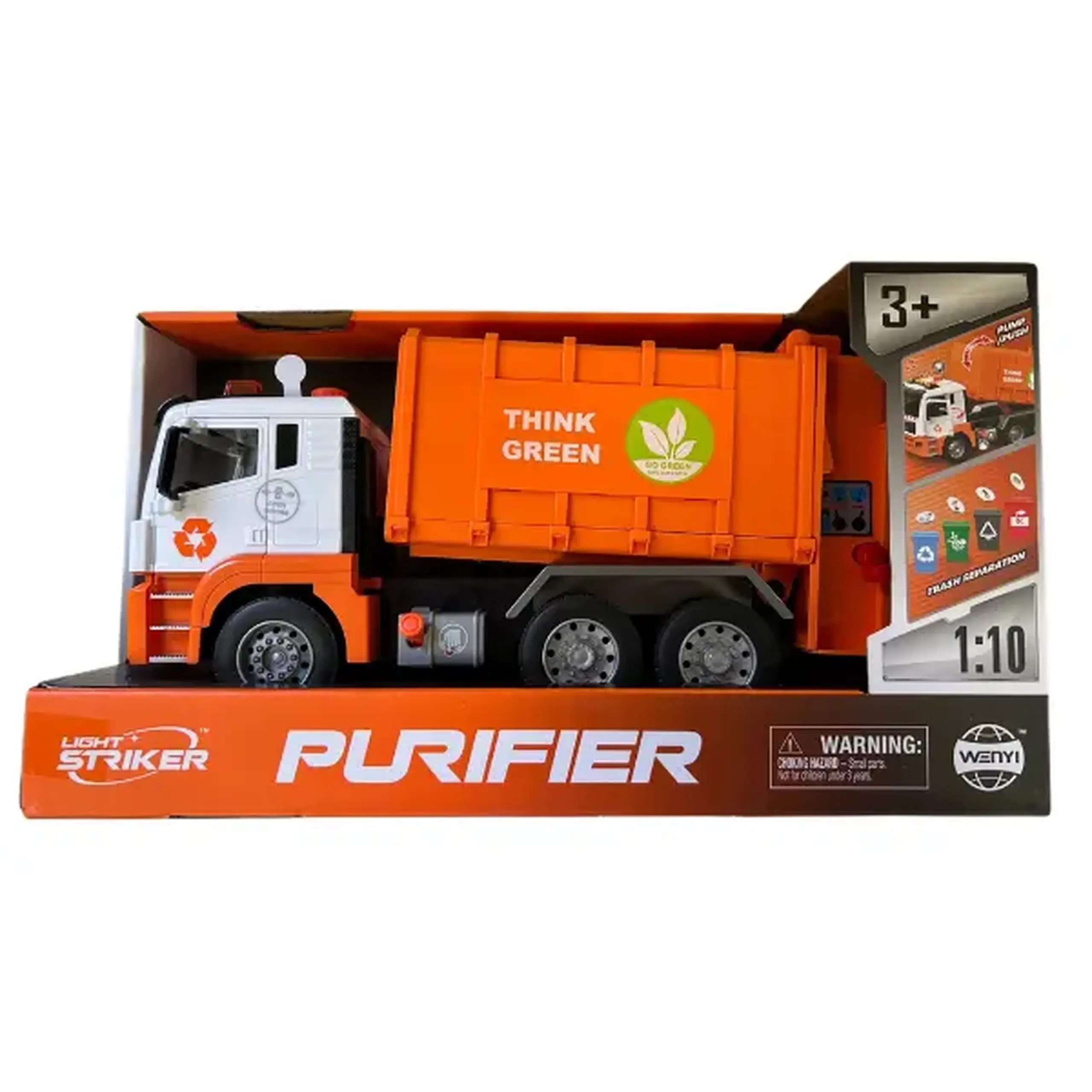 1:10 Camion de gunoi cu inerție "Think Green" (lumină / sunet)