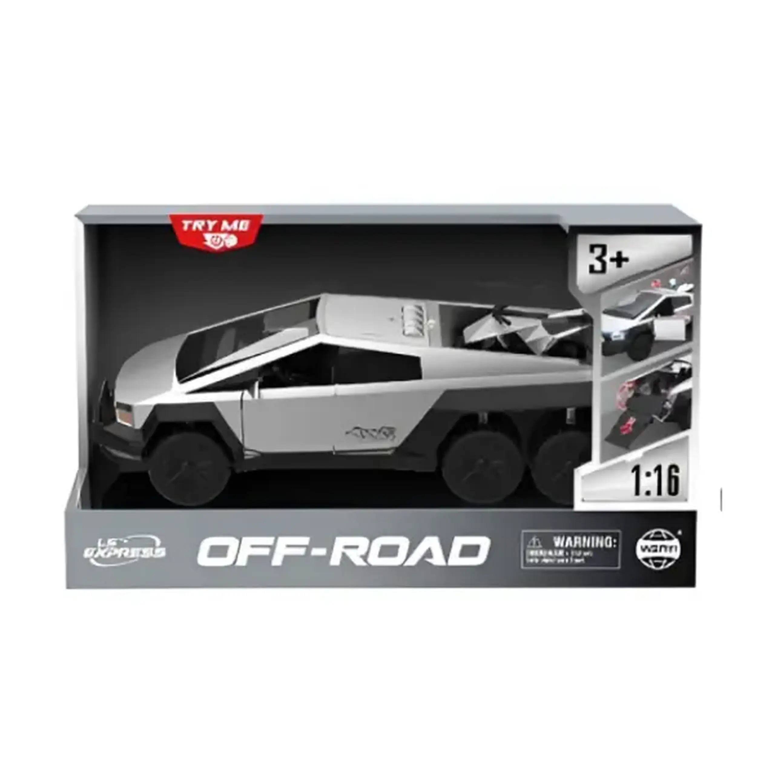 1:16 "Cybertruck" inerțial cu șase roți (lumini/sunete)
