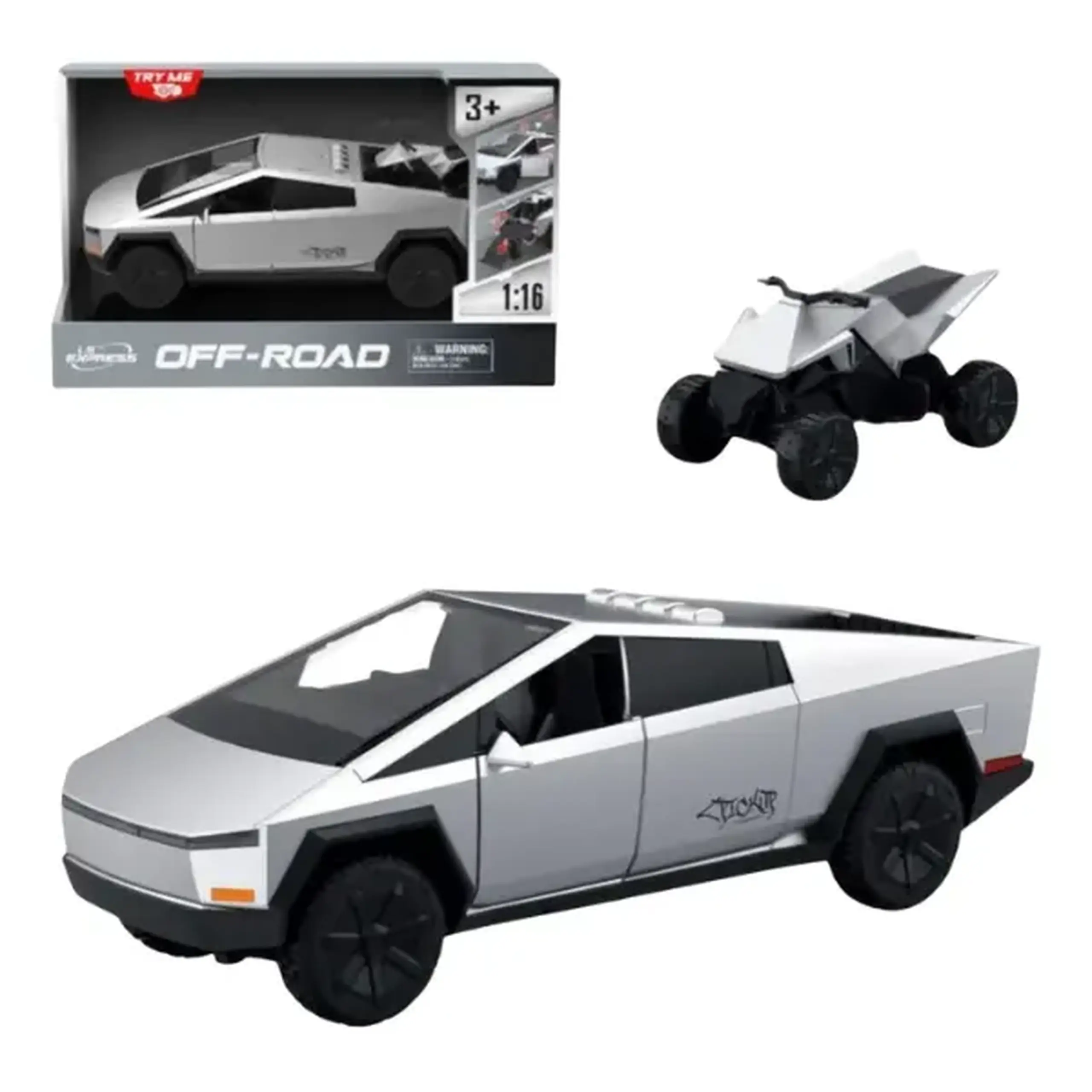 1:16 "Cybertruck" inerțial cu patru roți (lumini/sunete)