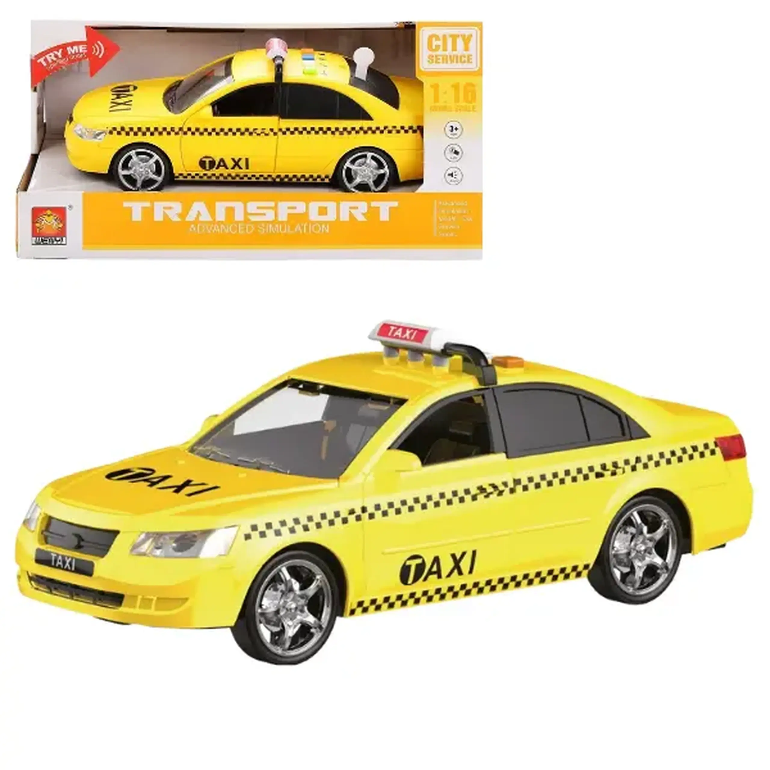 1:16 Mașină inerțială "Taxi" (lumină / sunet / uși mobile)