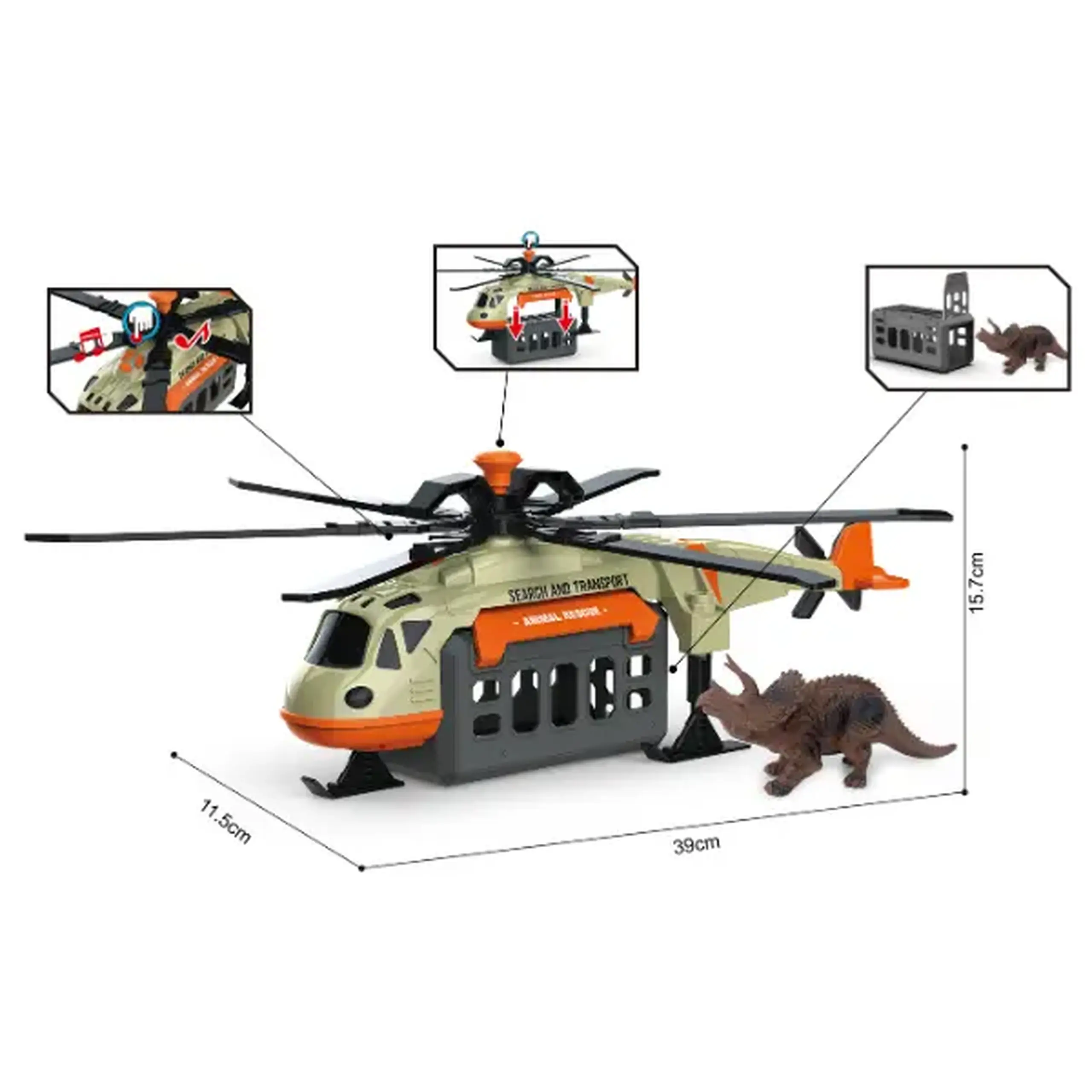 1:16 Helicopter cu dinozaur (lumină/sunet)