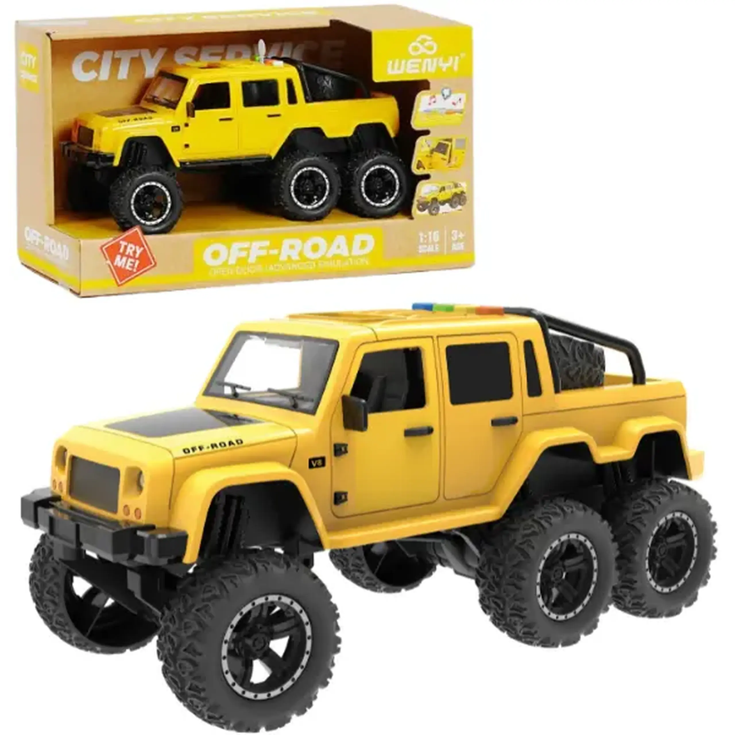 1:16 Jeep cu 6 roti și inertie (lumini /sunete)