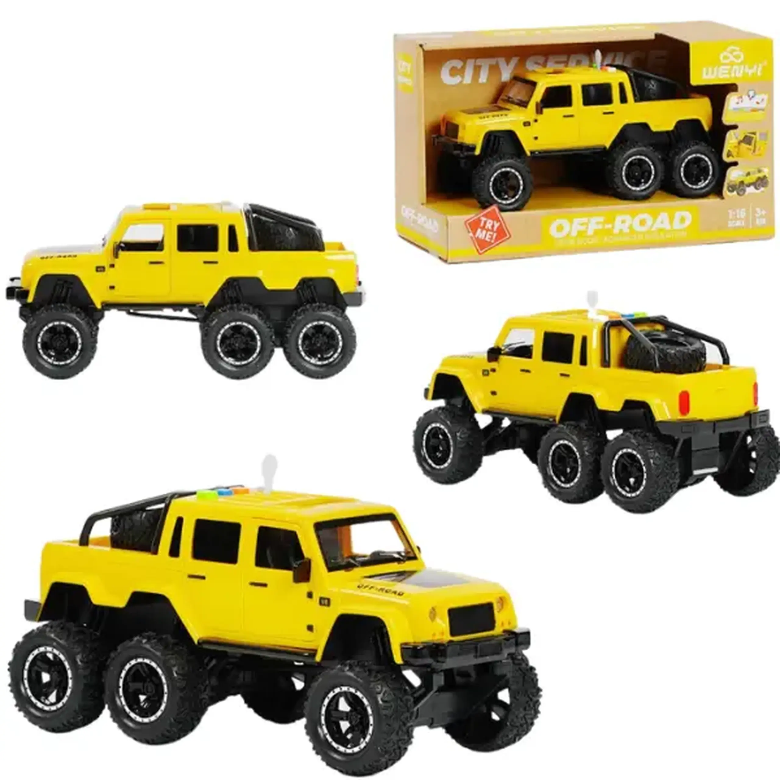 1:16 Jeep cu 6 roti și inertie (lumini /sunete)
