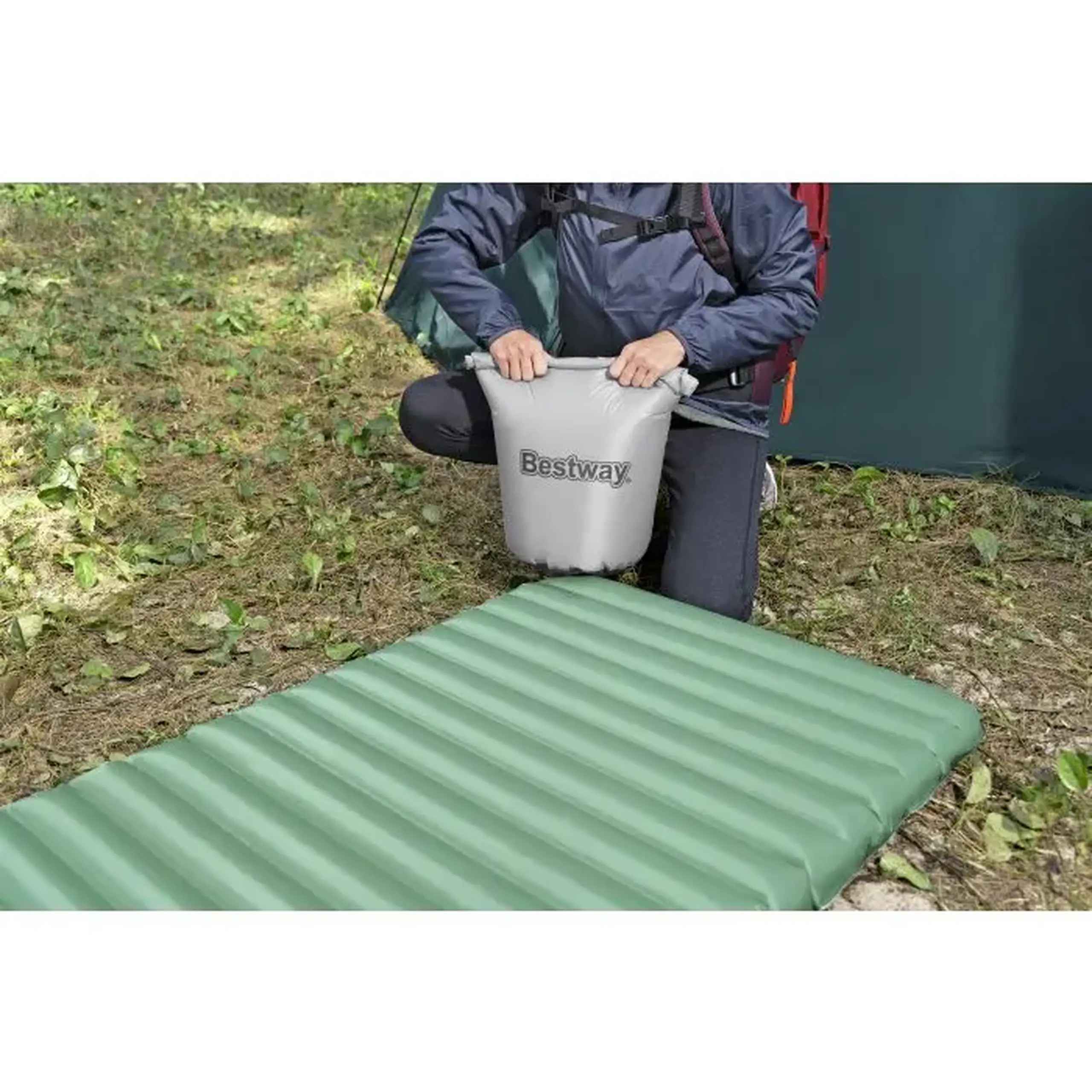 Saltea gonflabila Bestway AdventuRest Large cu izolatie, 198 x 71 x 7.5 cm, verde