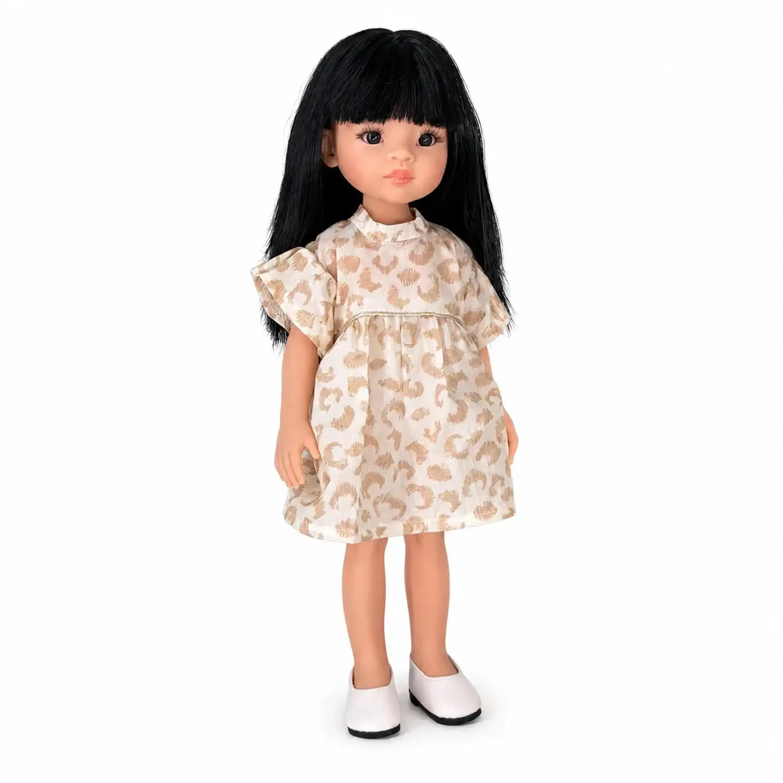 Păpușă cu păr negru și rochie animal print — Minikane