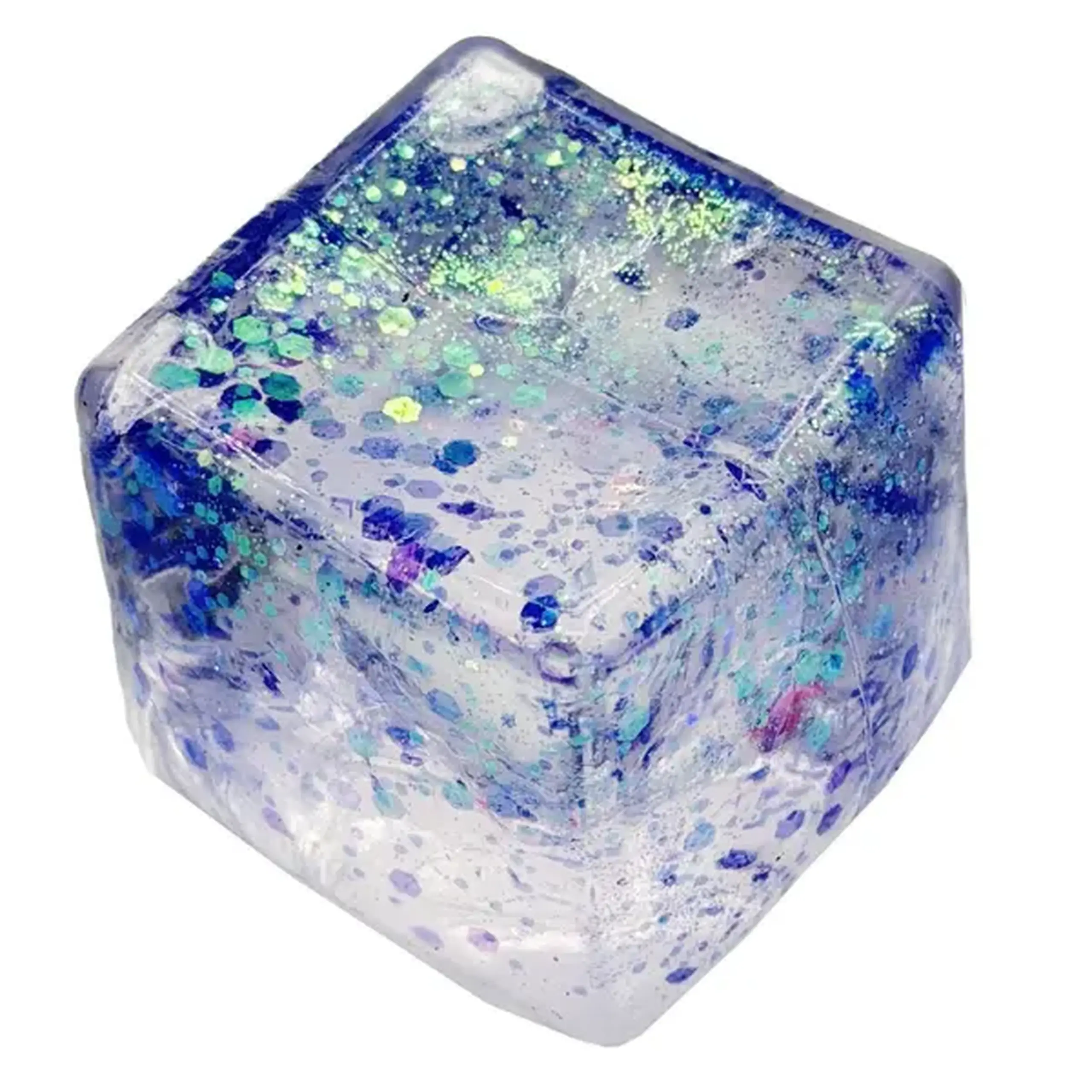 Cub antistres „Squish Stretch Ball” cu sclipici, 5×5×5 cm