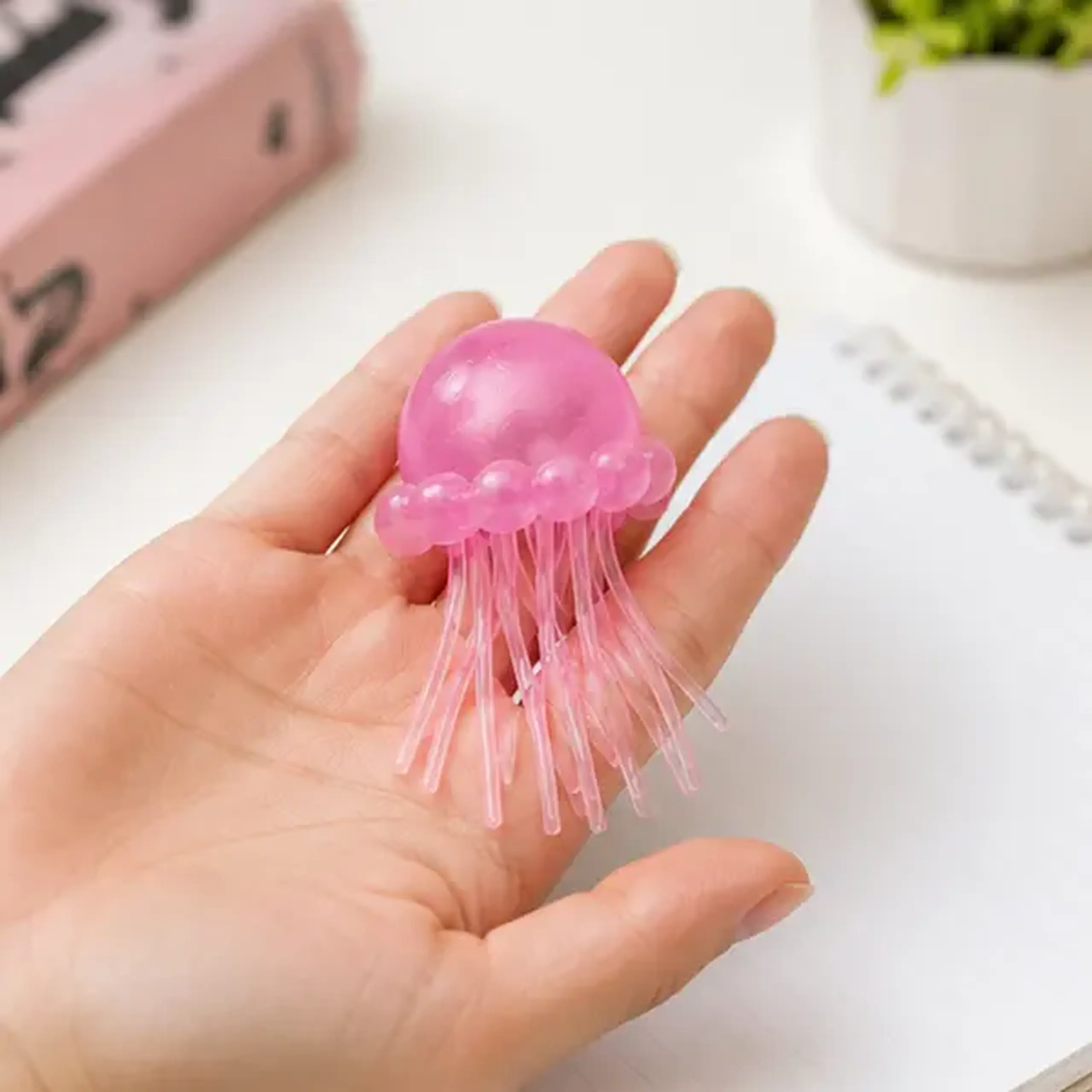 Jucărie antistres Squishy Flippy Meduză cu tentacule flexibile, roz, 100 g