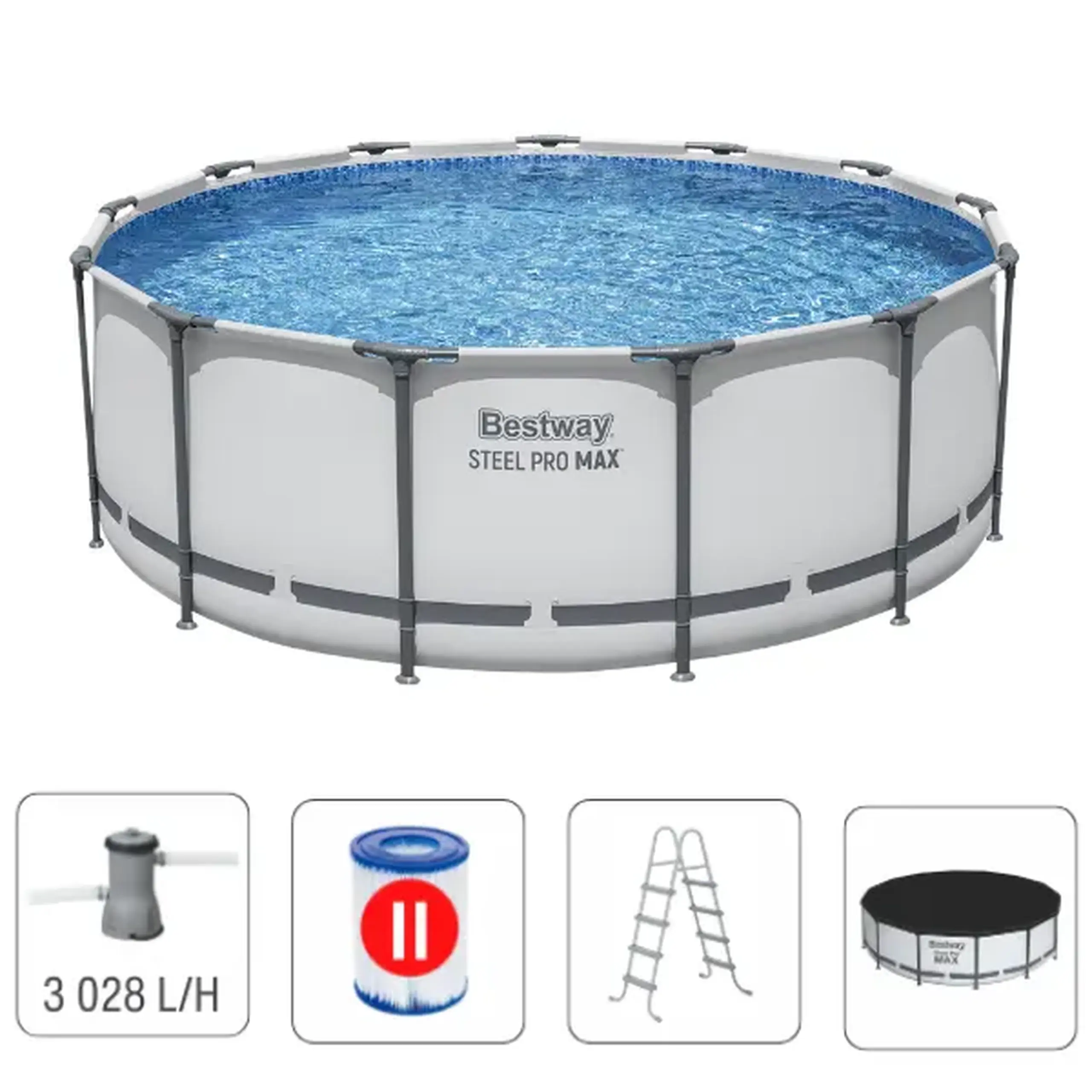 Bestway Piscină STEEL PRO MAX Round 396х122 cm, 12690 L, cadru metalic