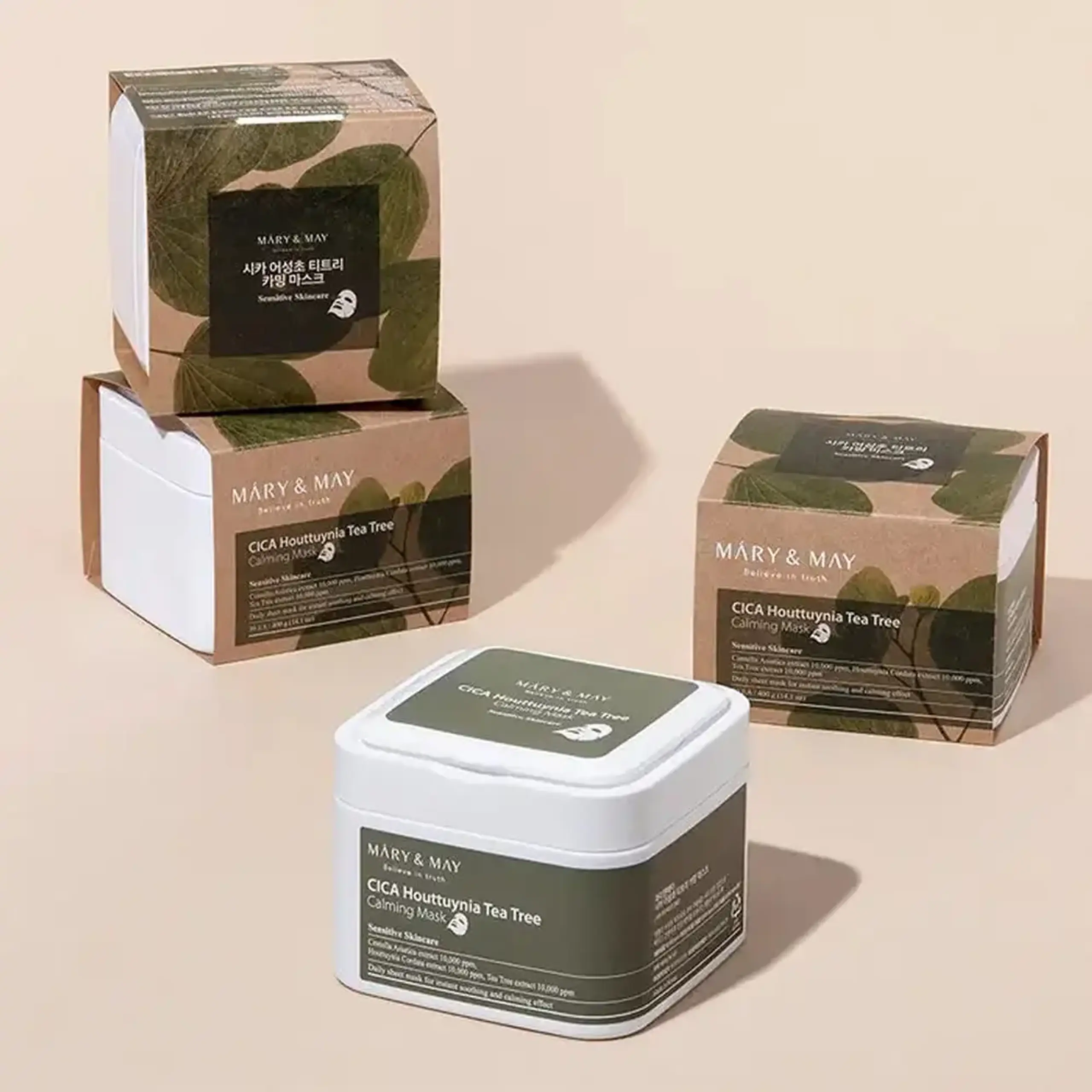 Set de măști calmante Mary &amp; May Cica Houttuynia Tea Tree Calming Mask 30buc