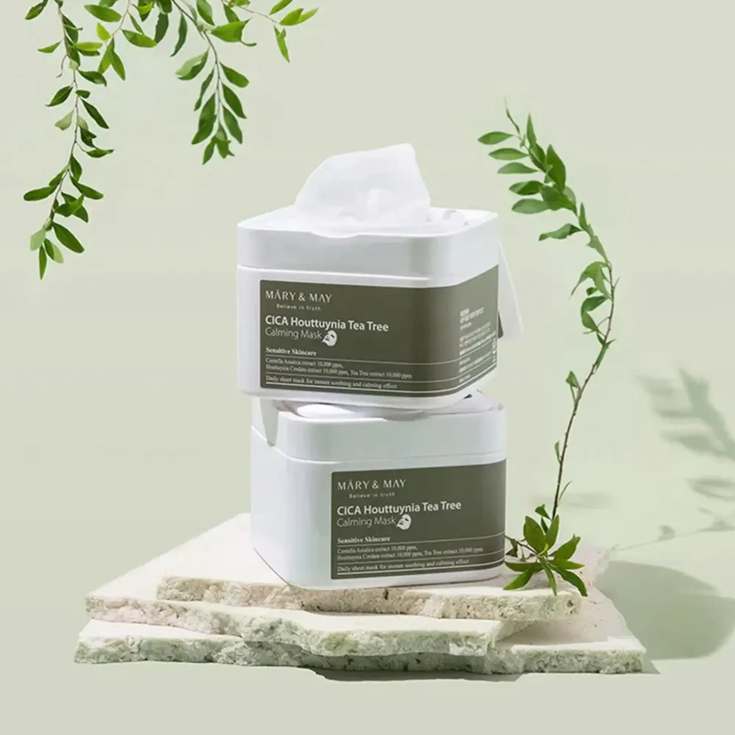 Set de măști calmante Mary &amp; May Cica Houttuynia Tea Tree Calming Mask 30buc