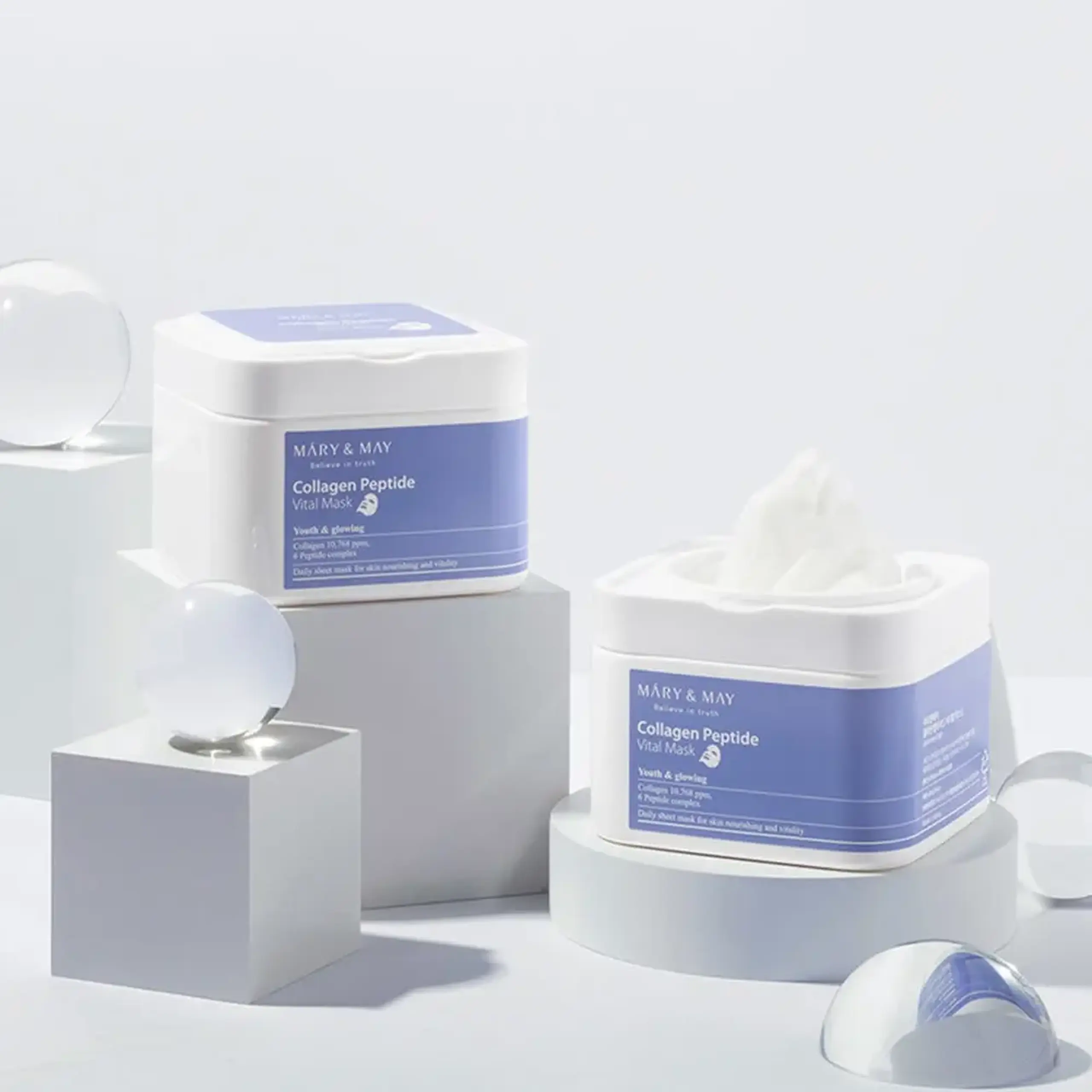 Set de măşti anti-age din ţesătură cu peptide Mary&amp;May Collagen Peptide Vital Mask 30pcs