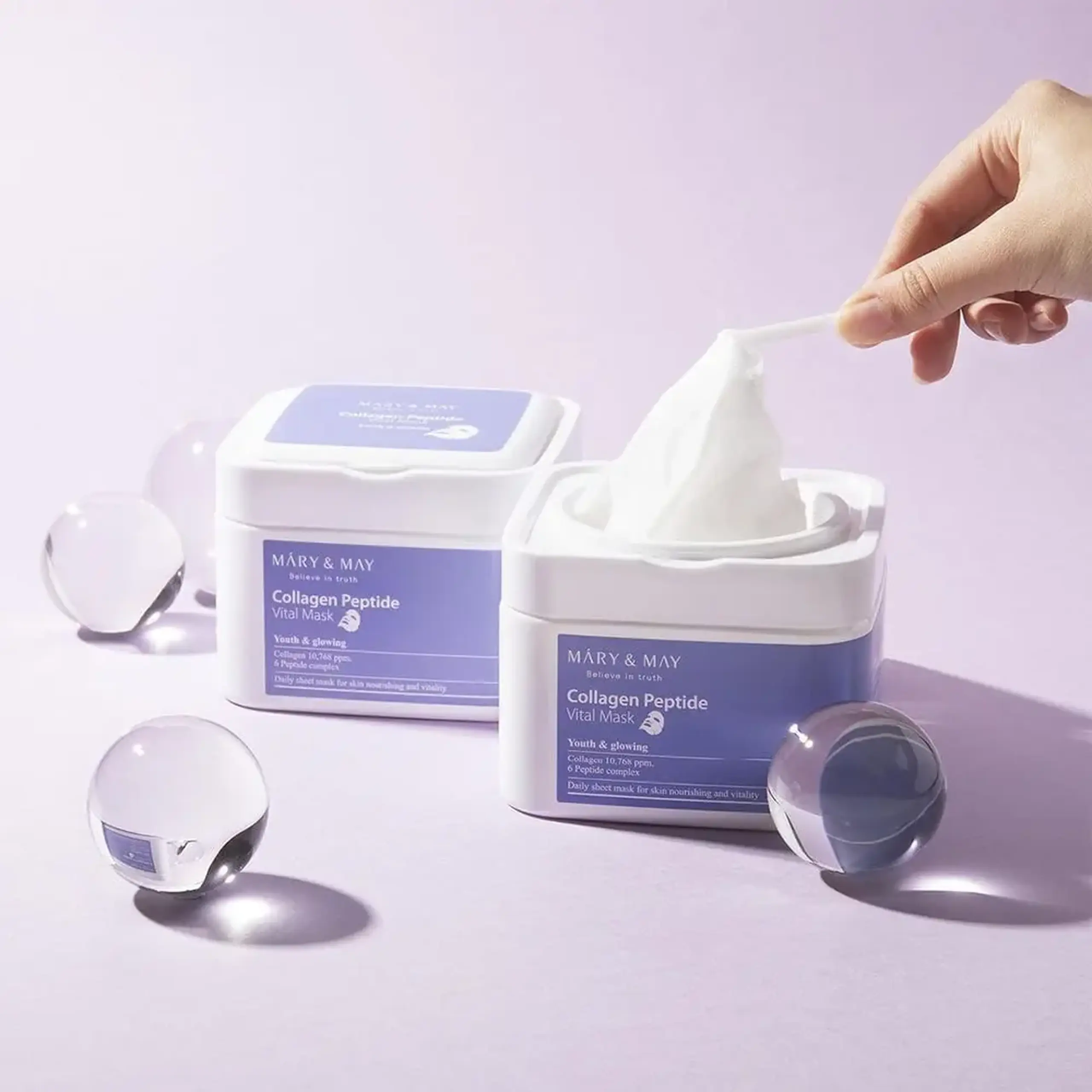 Set de măşti anti-age din ţesătură cu peptide Mary&amp;May Collagen Peptide Vital Mask 30pcs