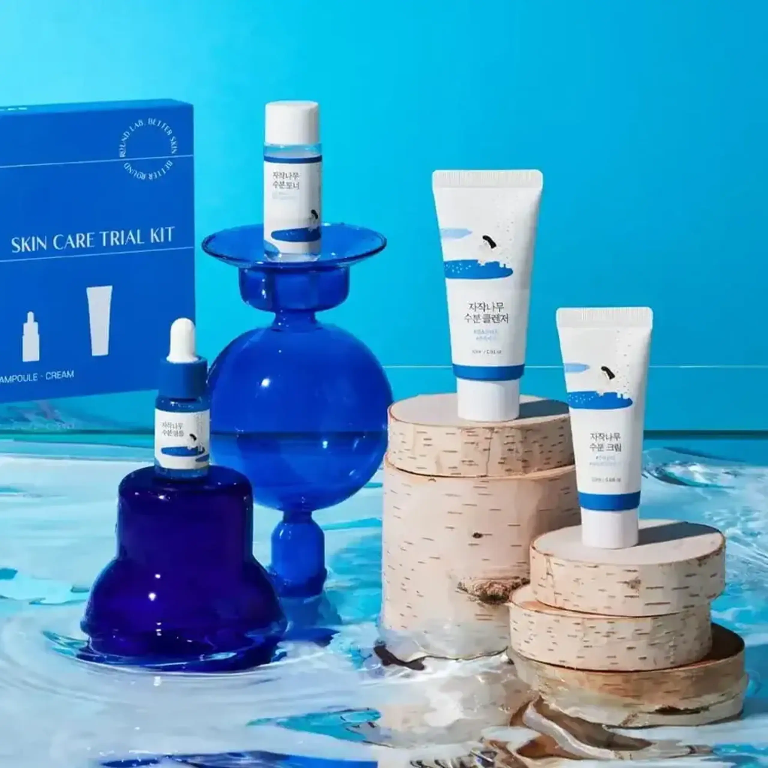 Set travel-size hidratare, calmare Round Lab Travel-Friendly Mini Skincare Kit Birch Juice 4 pcs