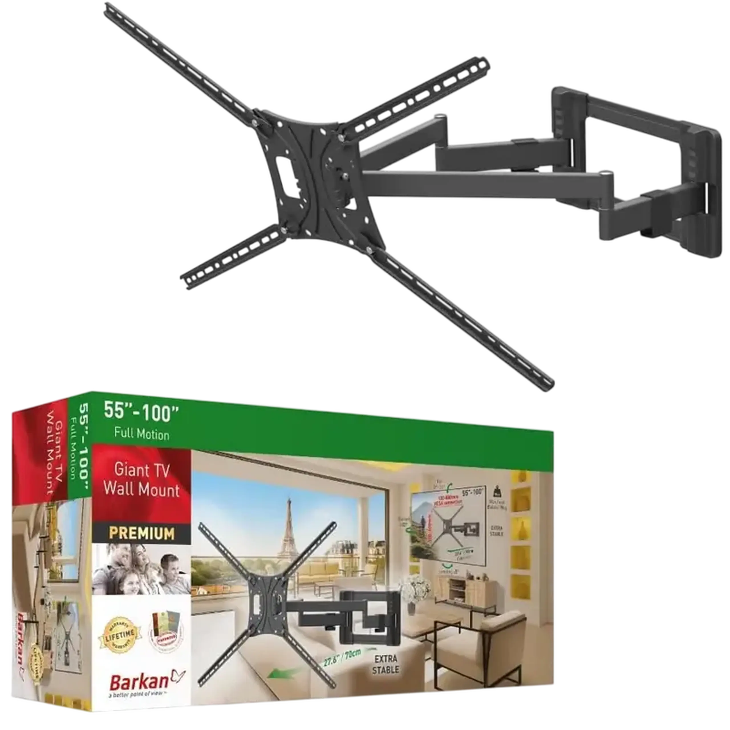 Suport TV de perete BARKAN BM564L, Negru
