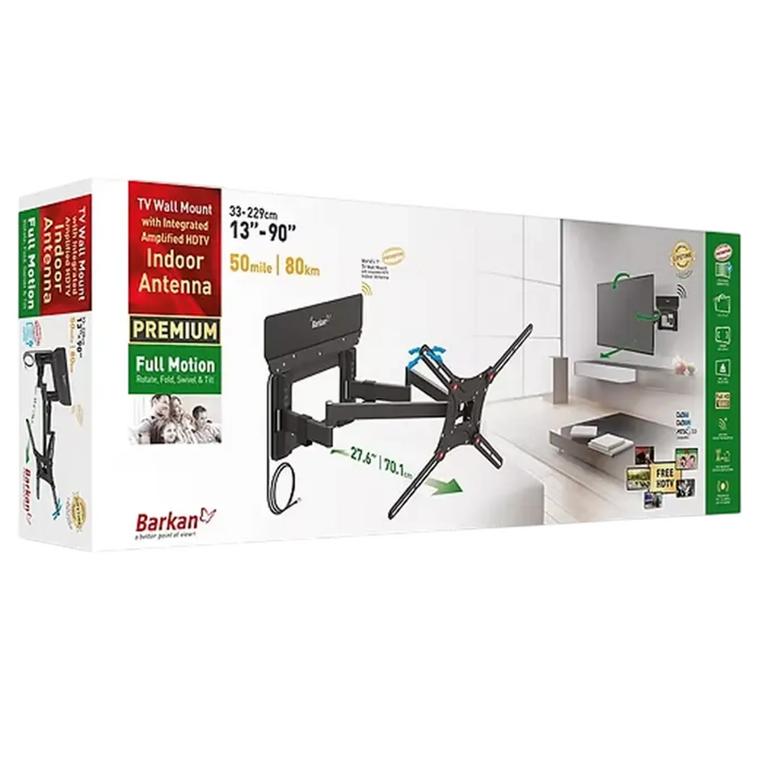 Suport TV de perete BARKAN VTM464L, Negru