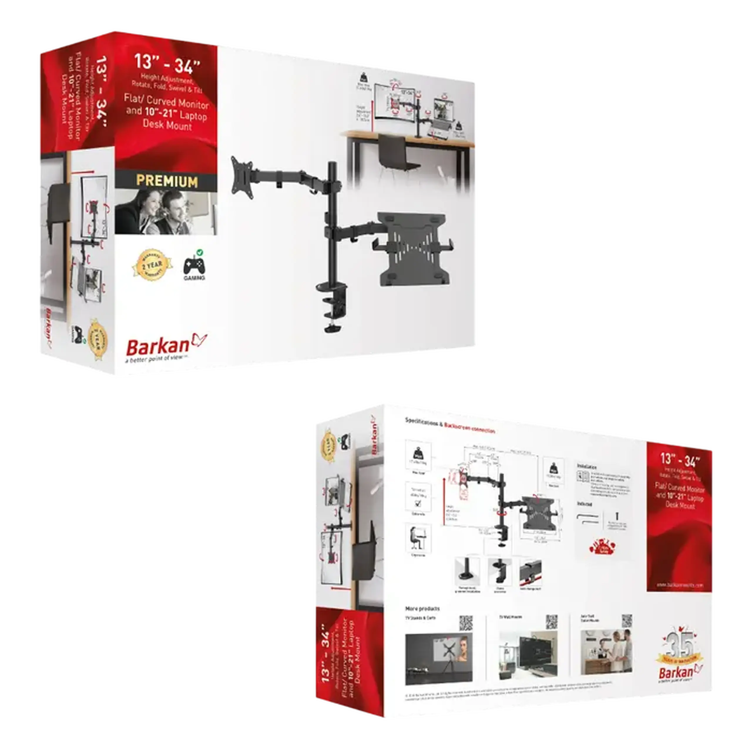 Suport birou pentru monitoare BARKAN M141LT, Negru