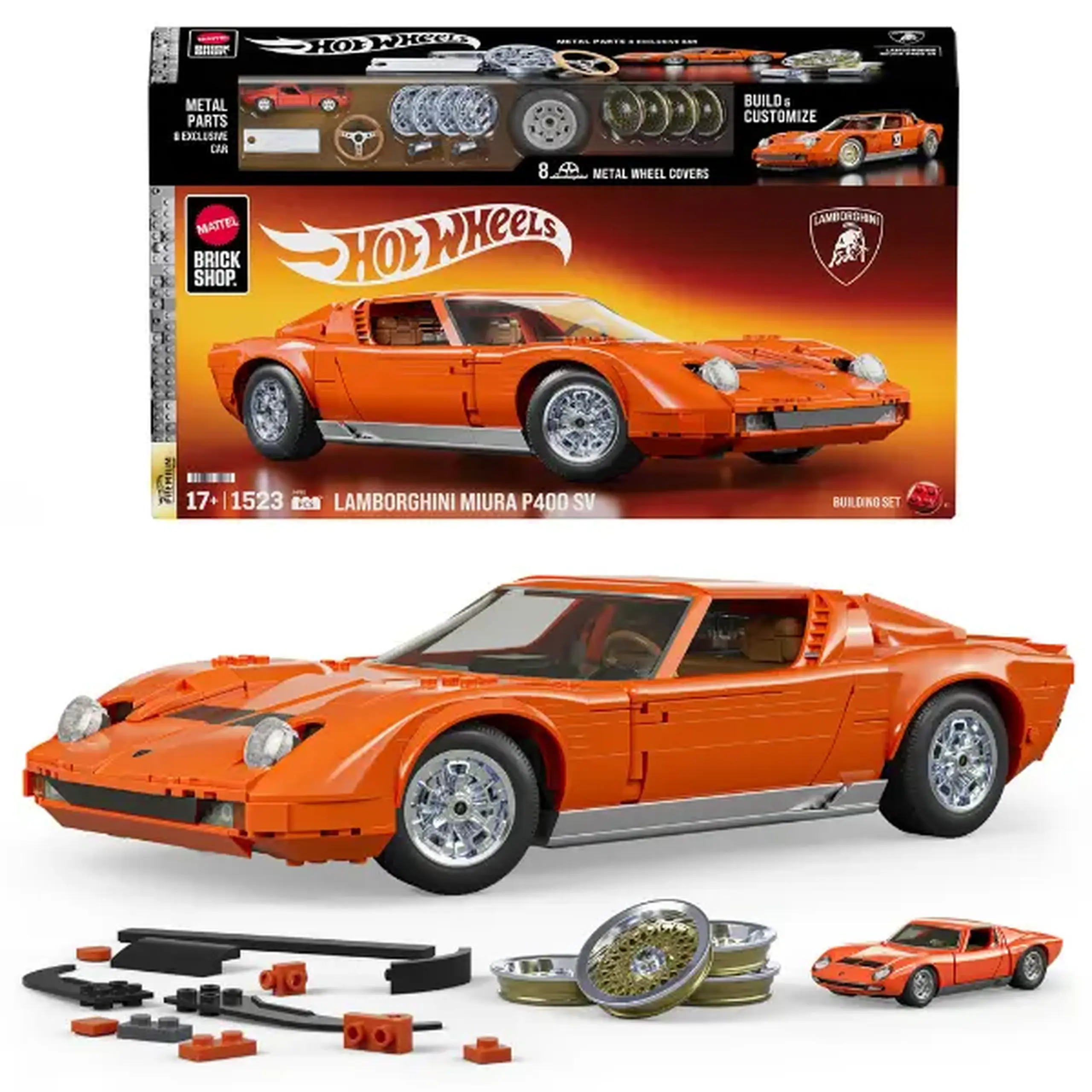 Set de construcție Hot Wheels „71 Lamborghini Miura P400 SV”