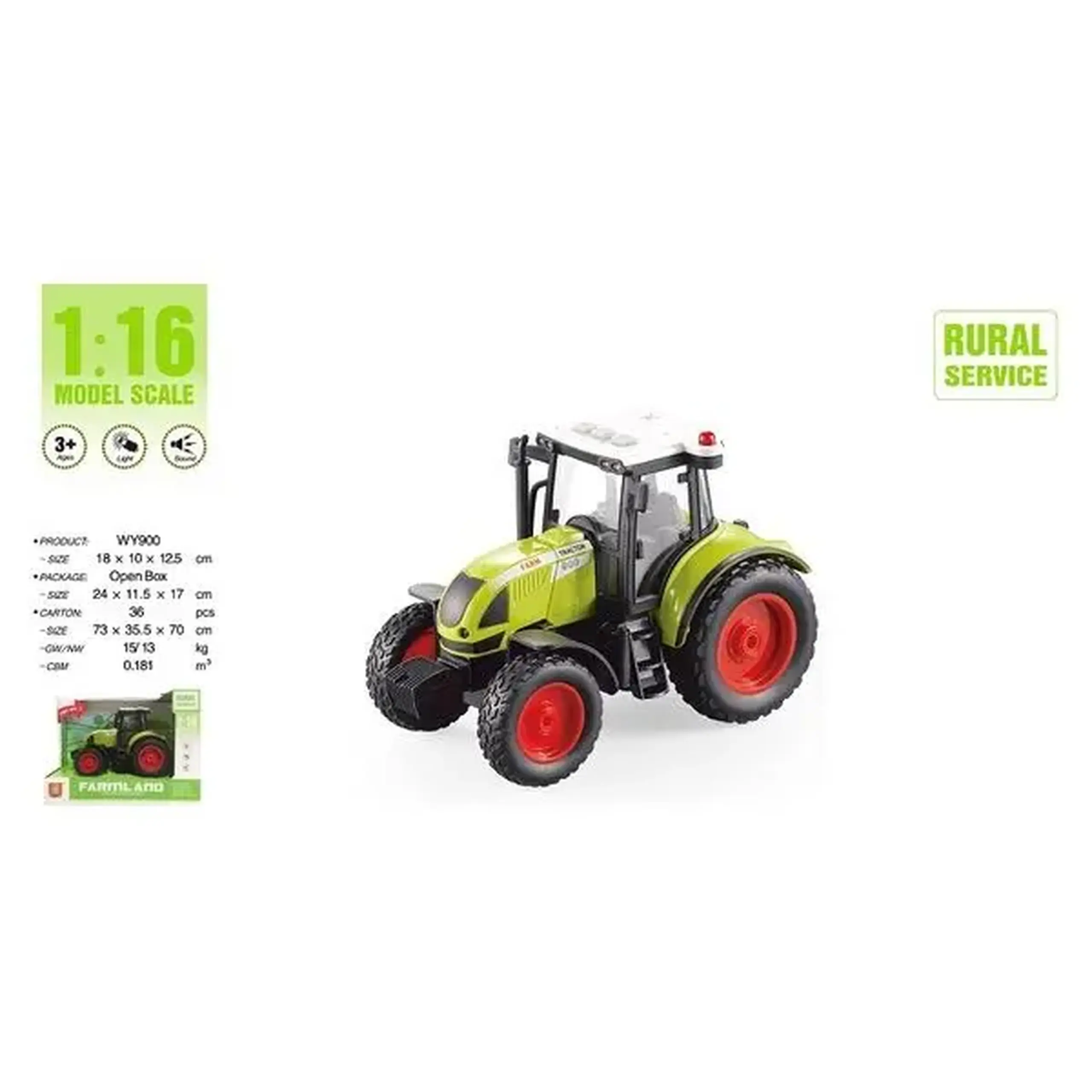 1:16 Tractor cu fricțiune „Farmland” (lumina/sunet)