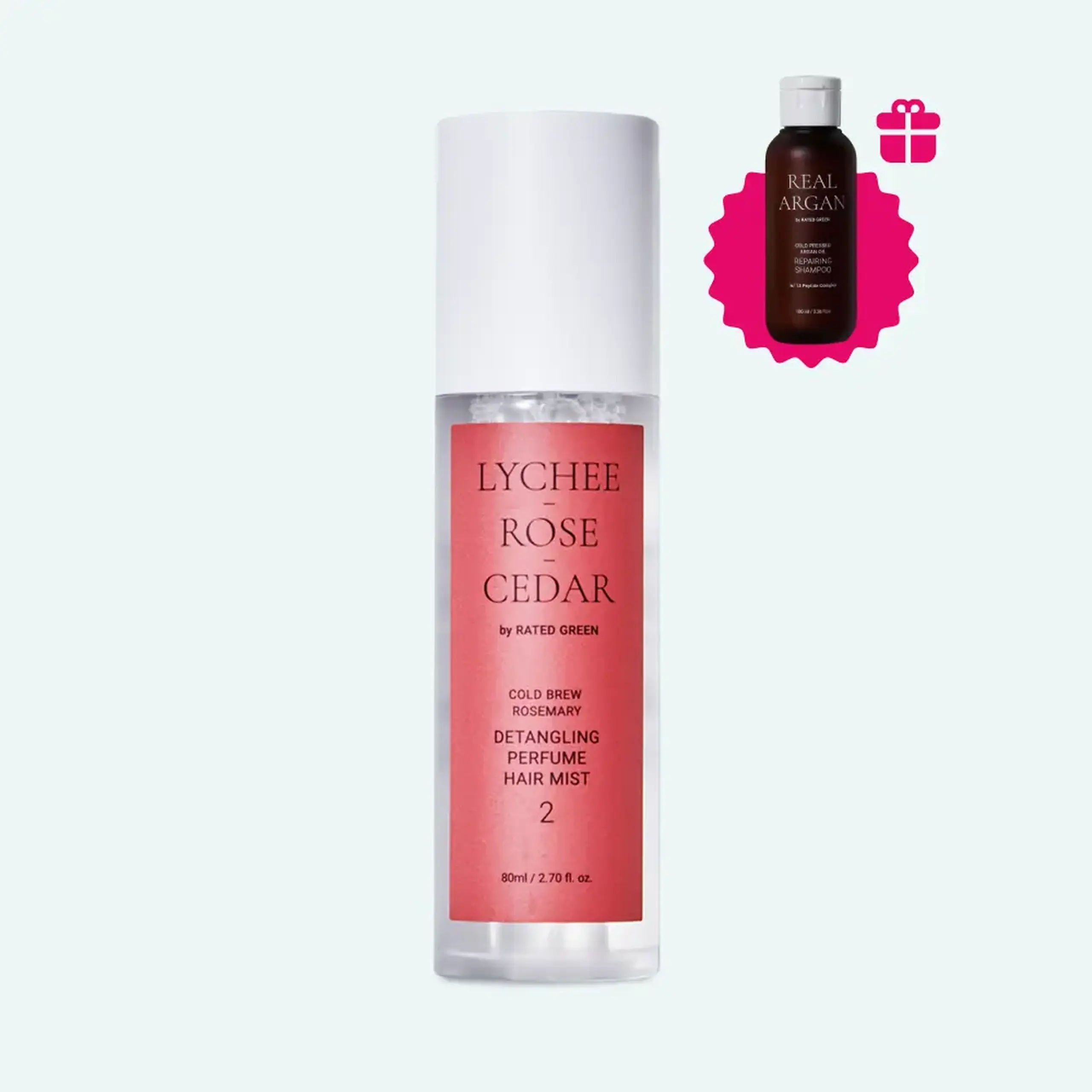 Mist parfumat pentru dezcălcirea părului Rated Green Detangling Perfume Hair Mist 2 Lychee Rose Cedar 80ml