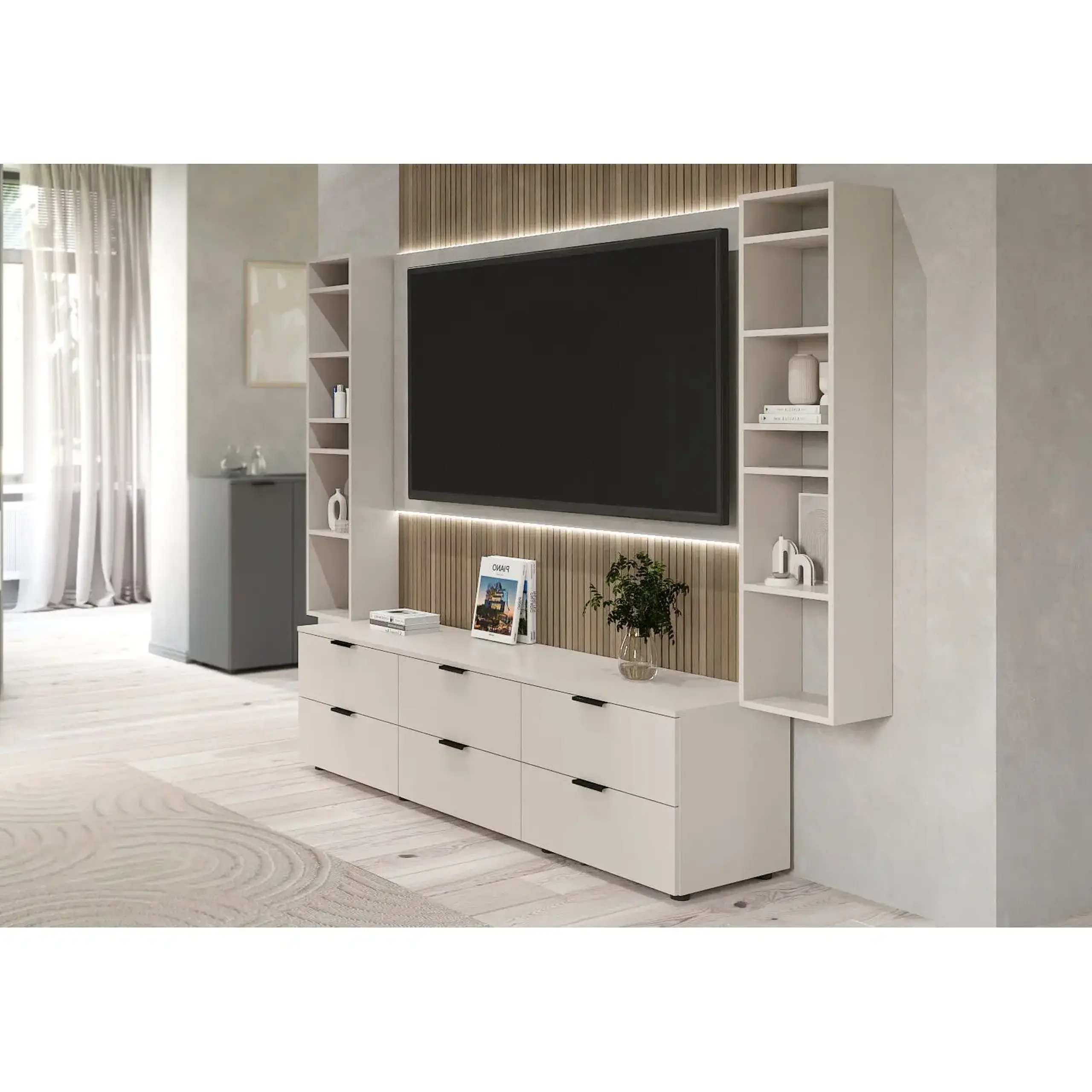 Comoda TV Nex Home A023, 1800x420x490 mm, PAL, Cashmere, NX-00000224