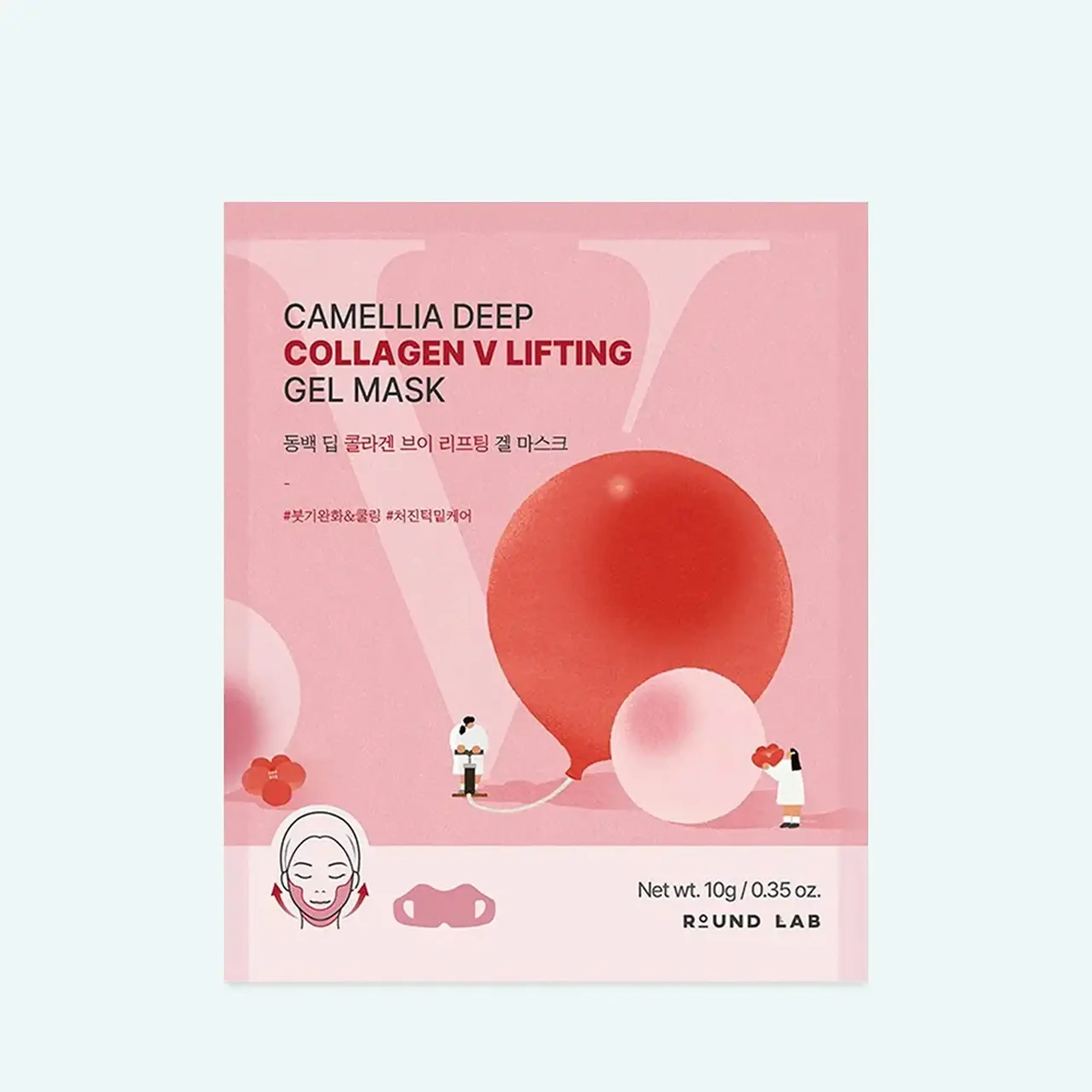 Mască hidrogel pentru zona bărbiei ROUND LAB Camellia Deep Collagen V Lifting Gel Mask 10 g