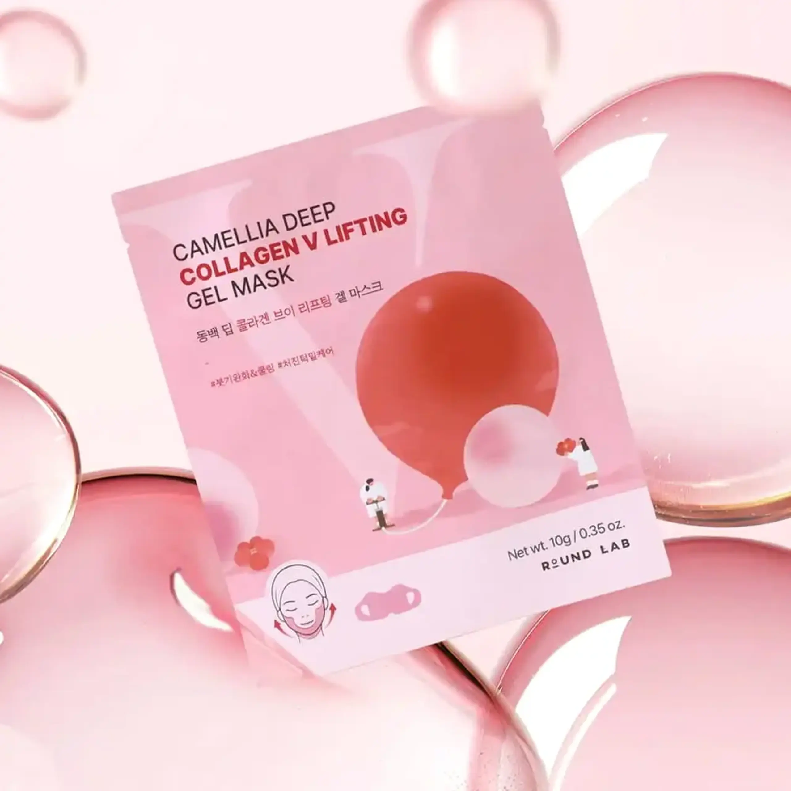 Mască hidrogel pentru zona bărbiei ROUND LAB Camellia Deep Collagen V Lifting Gel Mask 10 g