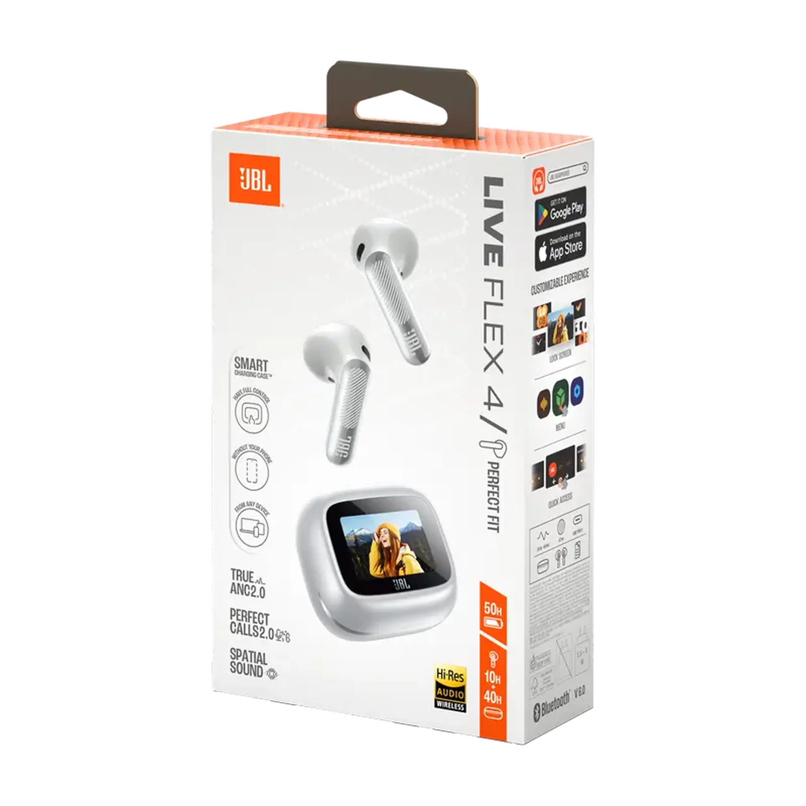 Căști JBL LIVE Flex 4, Argintiu