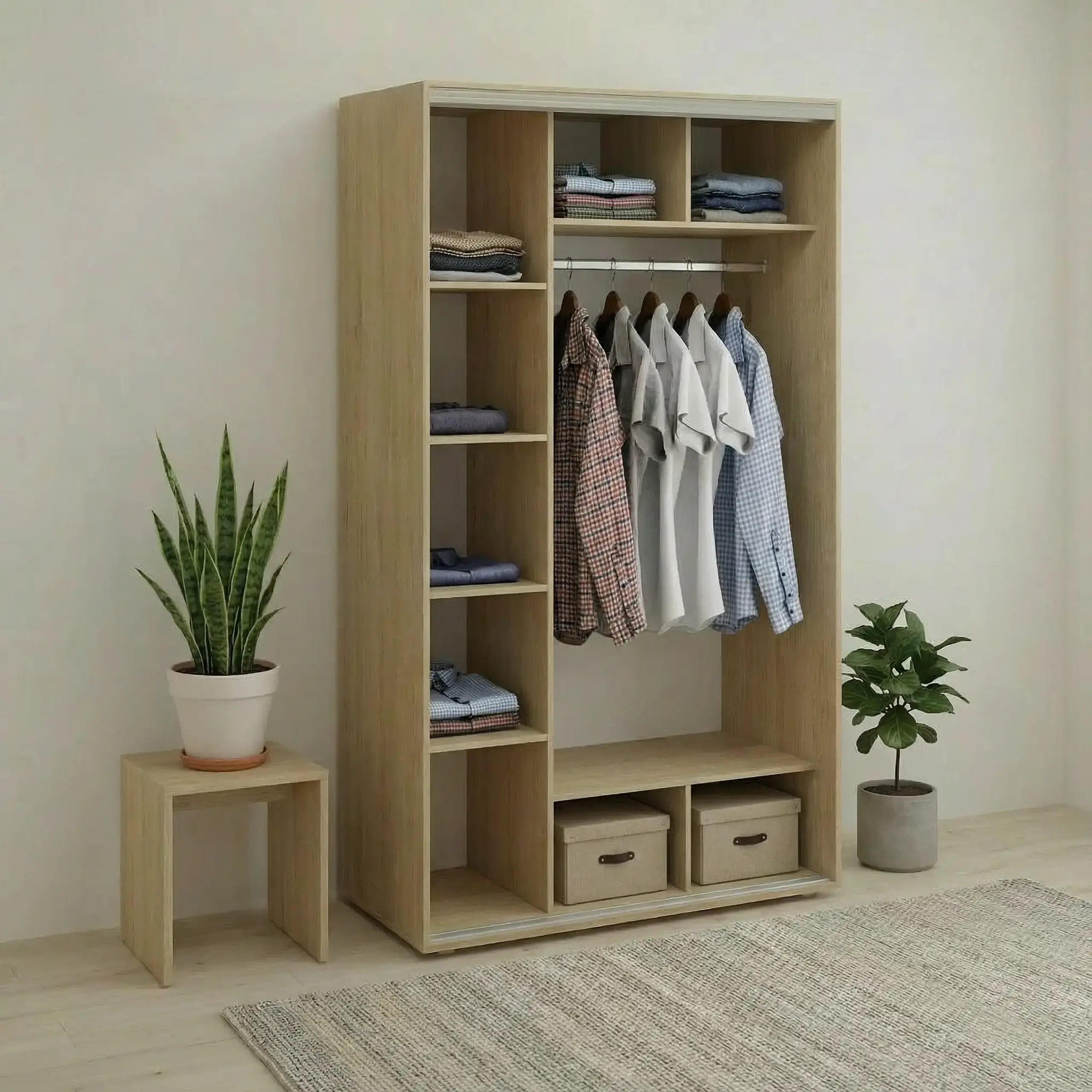 Dulap Cupe Fenix cu 2 usi, 2 PAL, Sonoma, 140x60x240 cm
