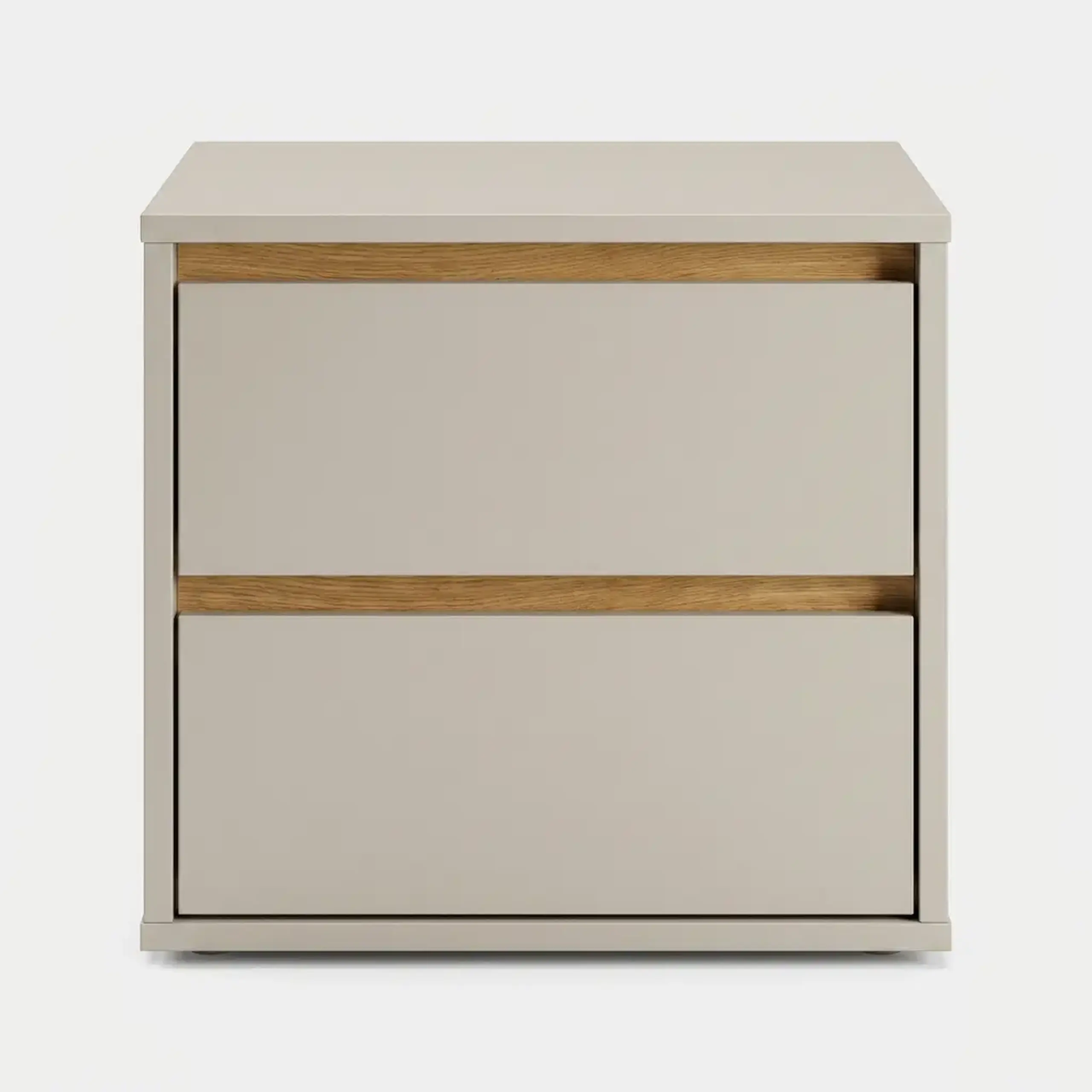 Noptiera 4home Ideea, 40x40x35 cm, 2 sertare, Satin/Stejar Kraft Auriu
