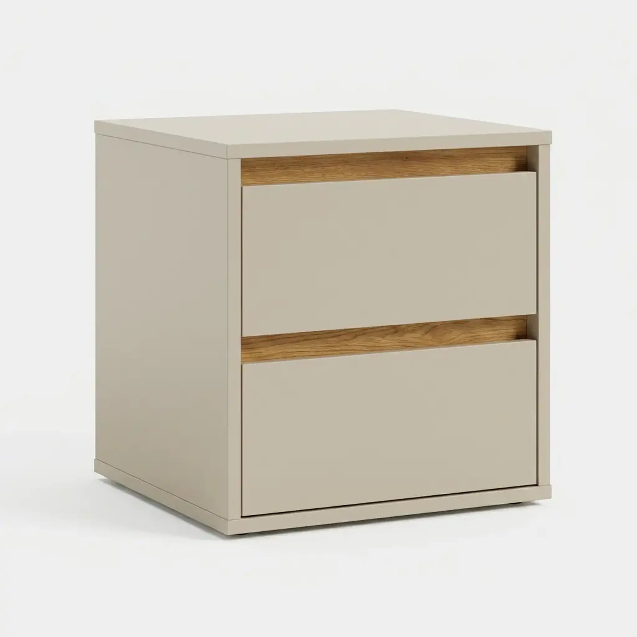 Noptiera 4home Ideea, 40x40x35 cm, 2 sertare, Satin/Stejar Kraft Auriu