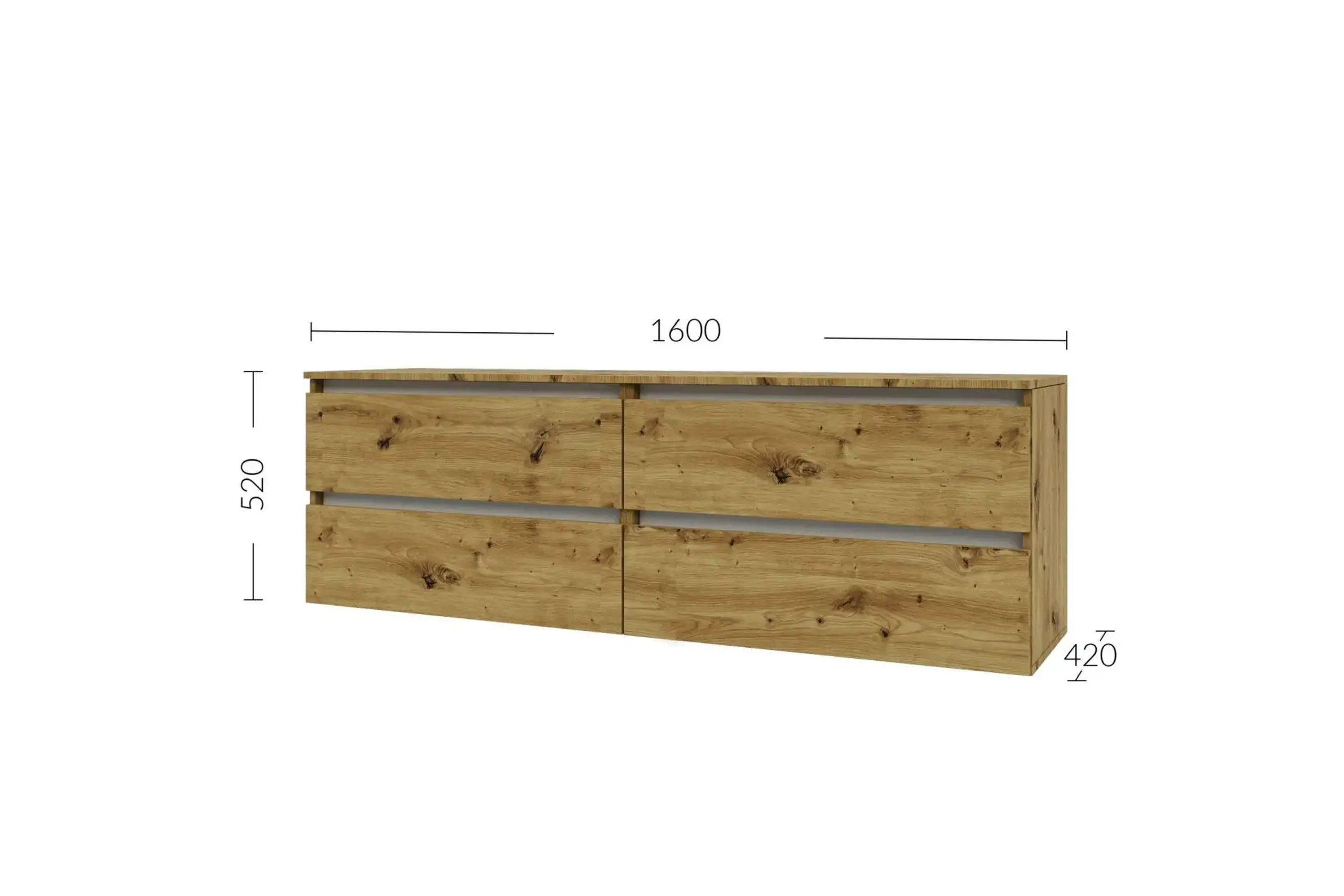 Comoda TV 4home Ideea, 52x160 cm, 2x2 sertare, Stejar Artizanal/Nimfea Alba