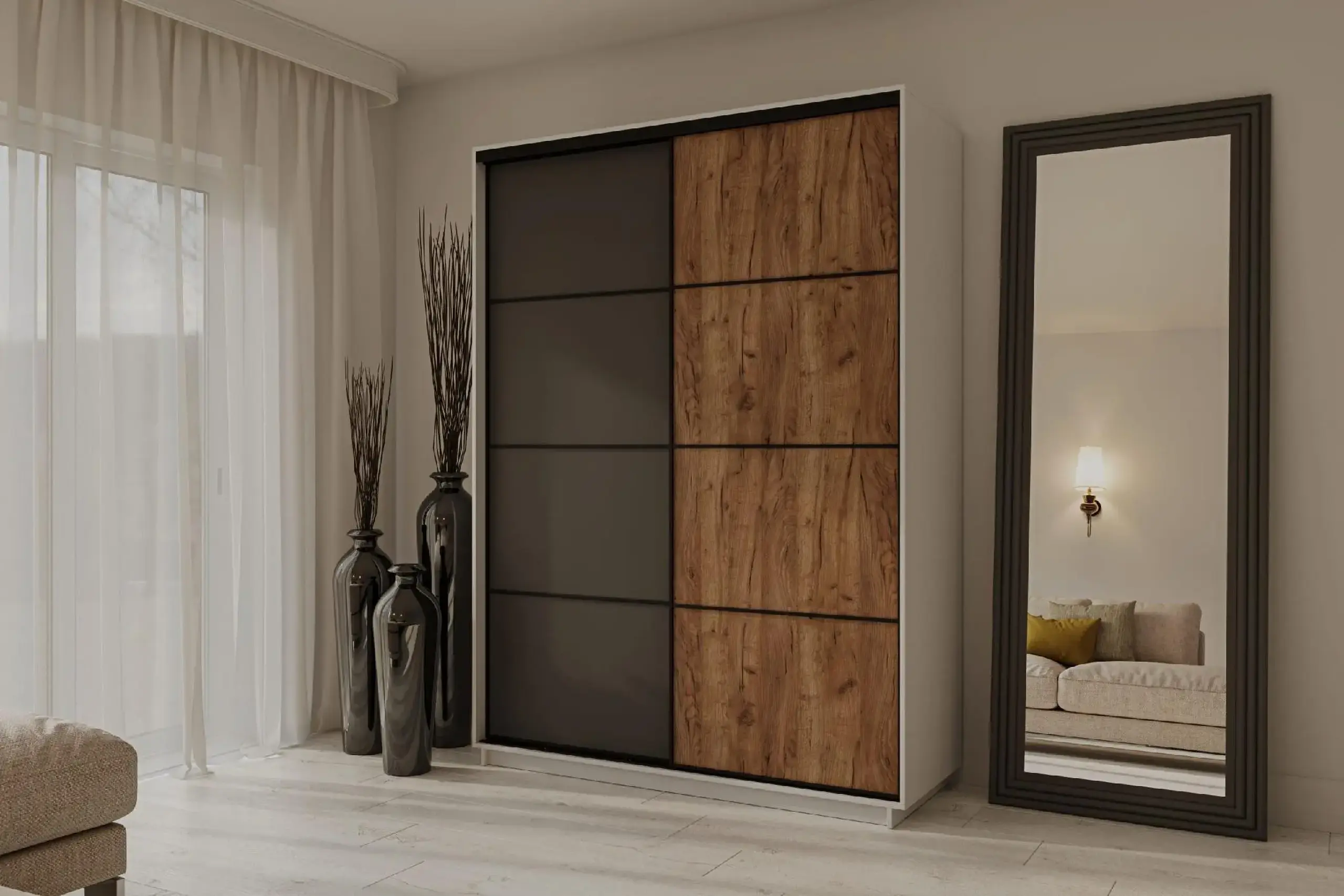 Dulap Cupe 4home, 2 Usi, Nymphea Alba 2P-11, 150x60x220 cm