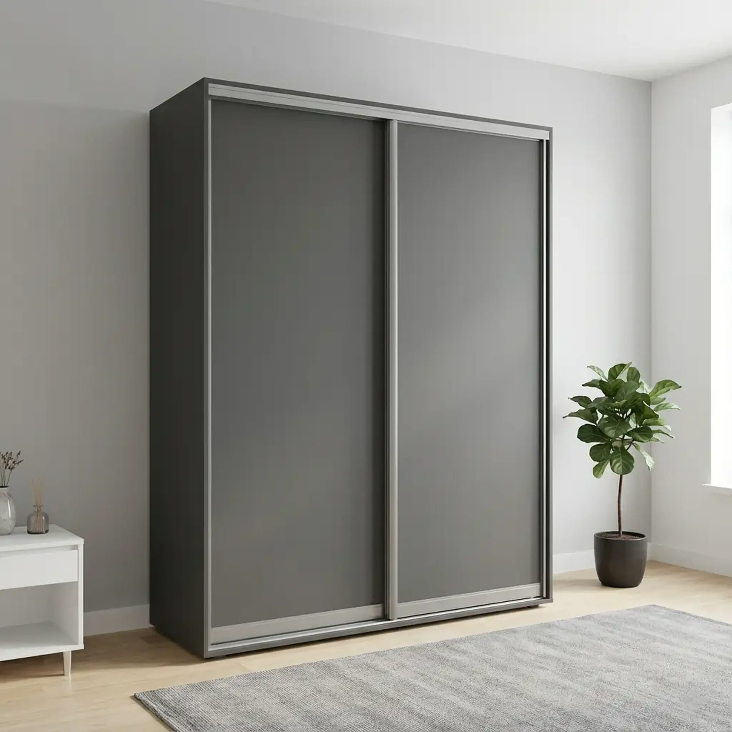 Dulap Cupe Fenix cu 2 usi, 2 PAL, Antracit, 180x60x220 cm