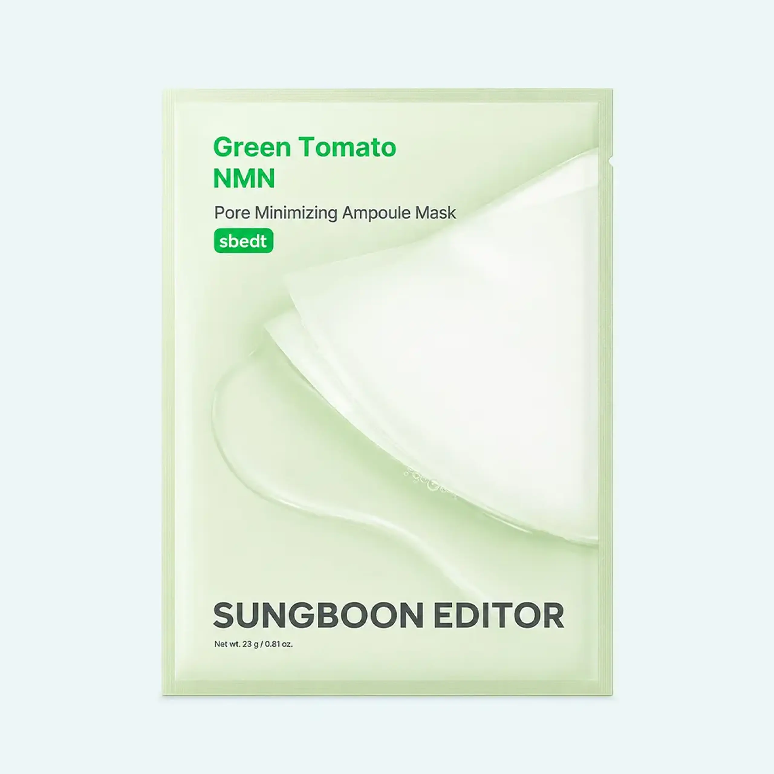 Mască din țesătură Sungboon Editor Green Tomato NMN Pore Minimizing Ampoule Mask 23g
