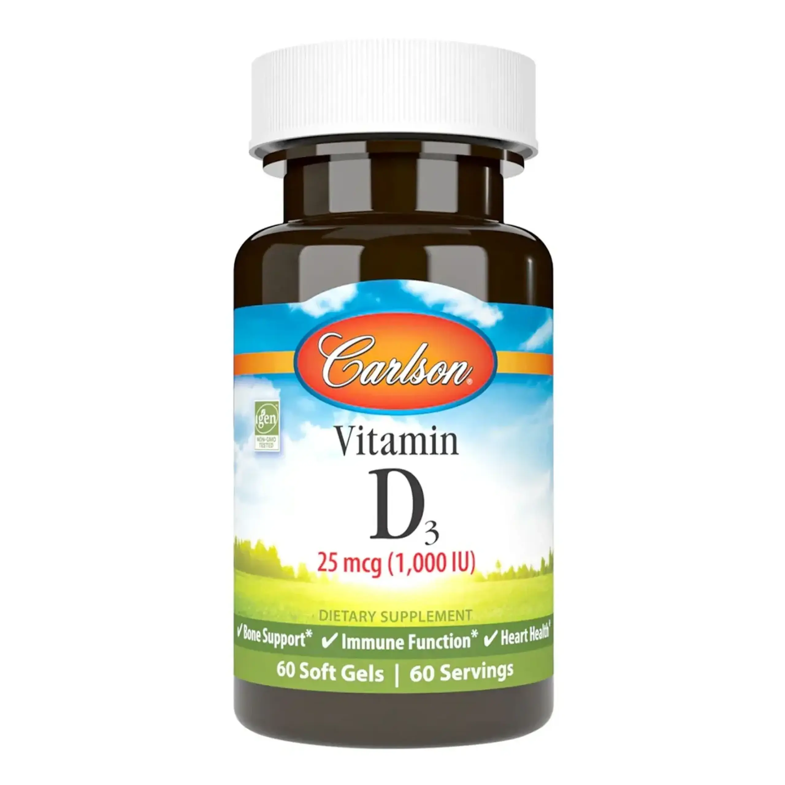 Carlson, Vitamin D-3 1000 IU, 60 Soft Gels