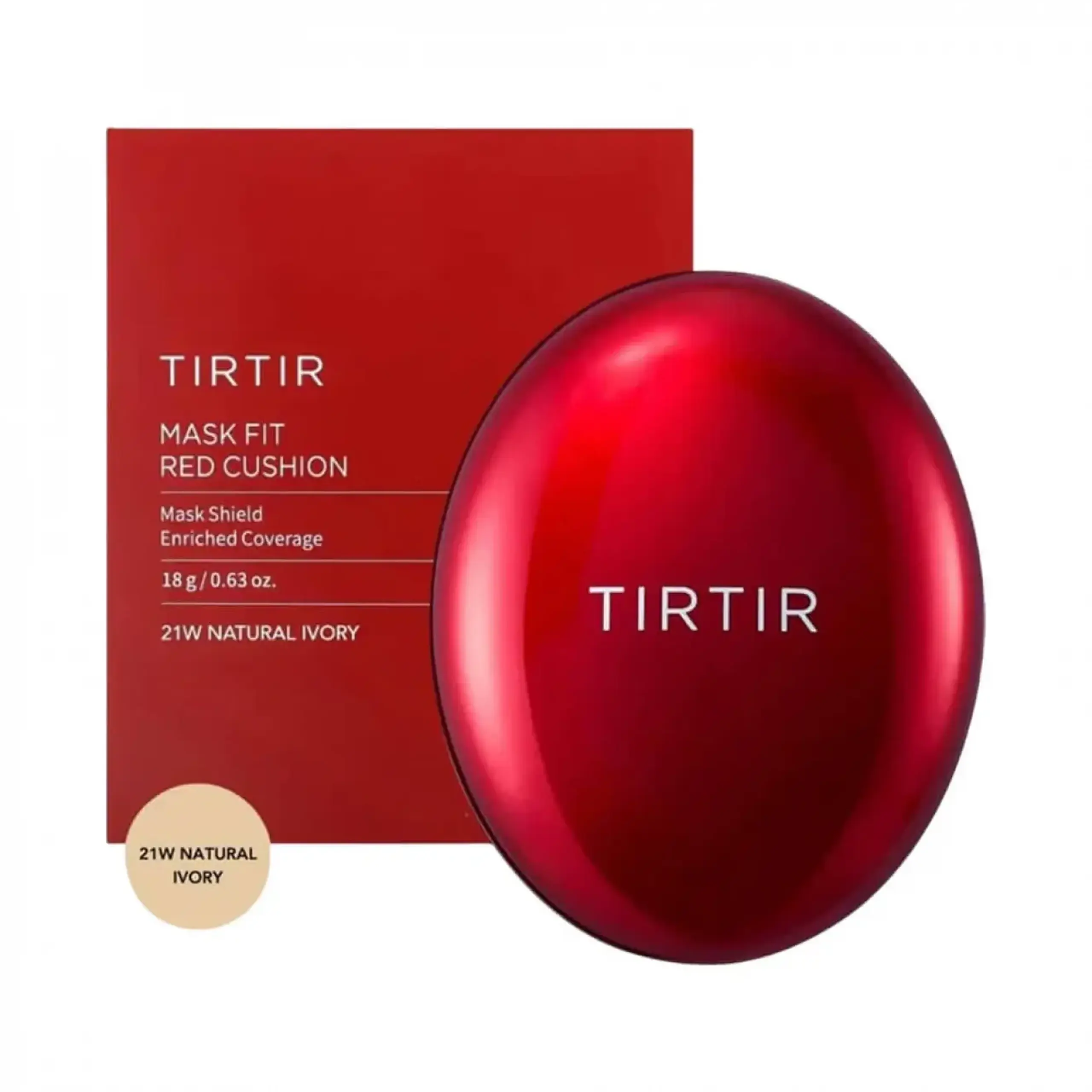 Cushion rezistent cu finisaj semi-mat TirTir, Mask Fit Red Cushion 21W Natural Ivory, 18 gr.