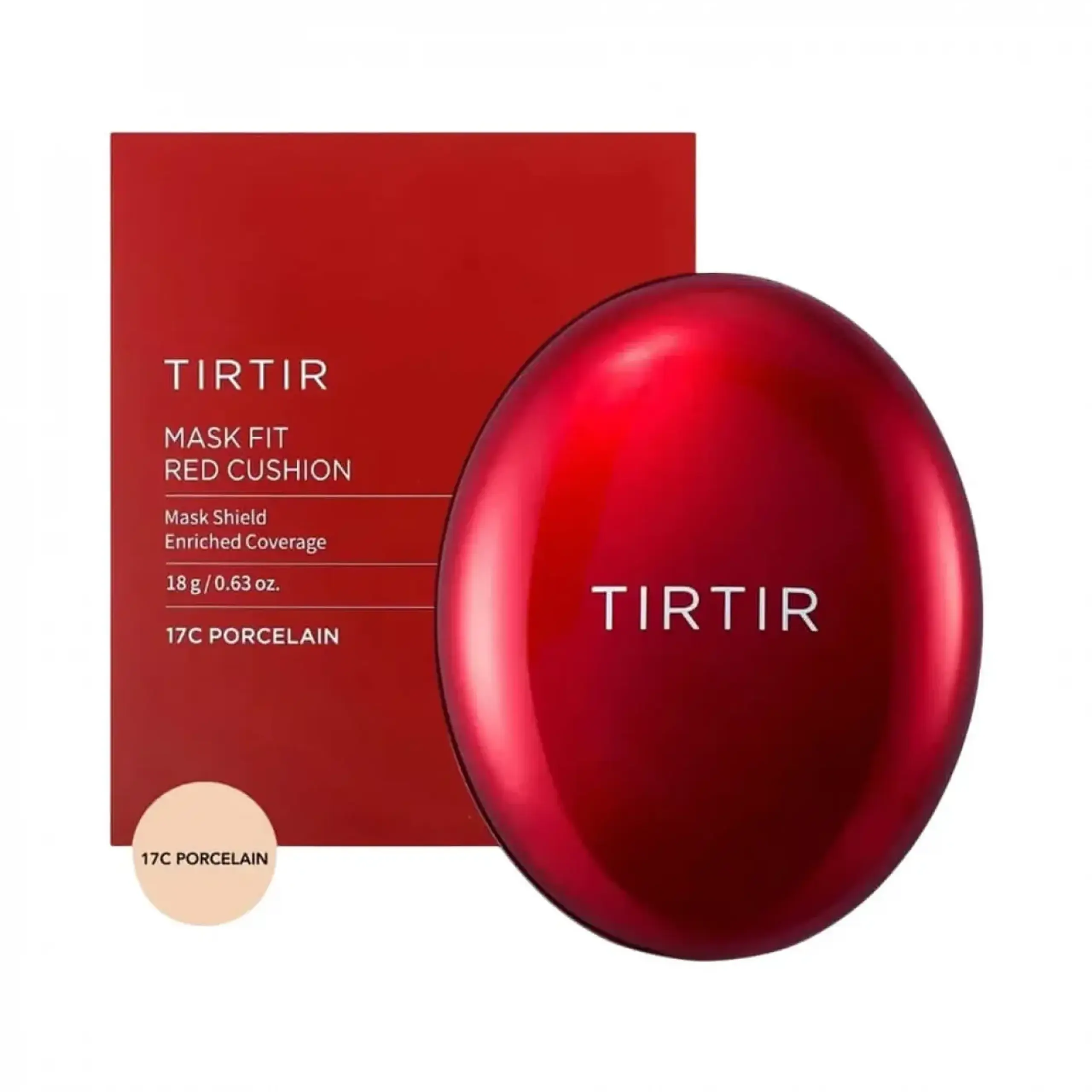 Cushion rezistent cu finisaj semi-mat TirTir, Mask Fit Red Cushion 17 C Porcelain, 18 gr.