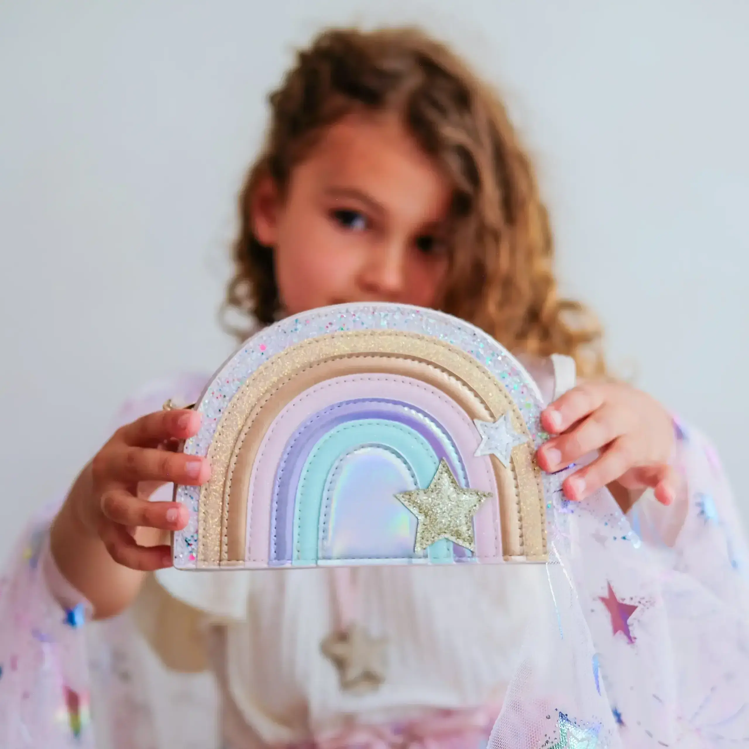Geantă curcubeu Dreamwish, roz pastel — Mimi & Lula