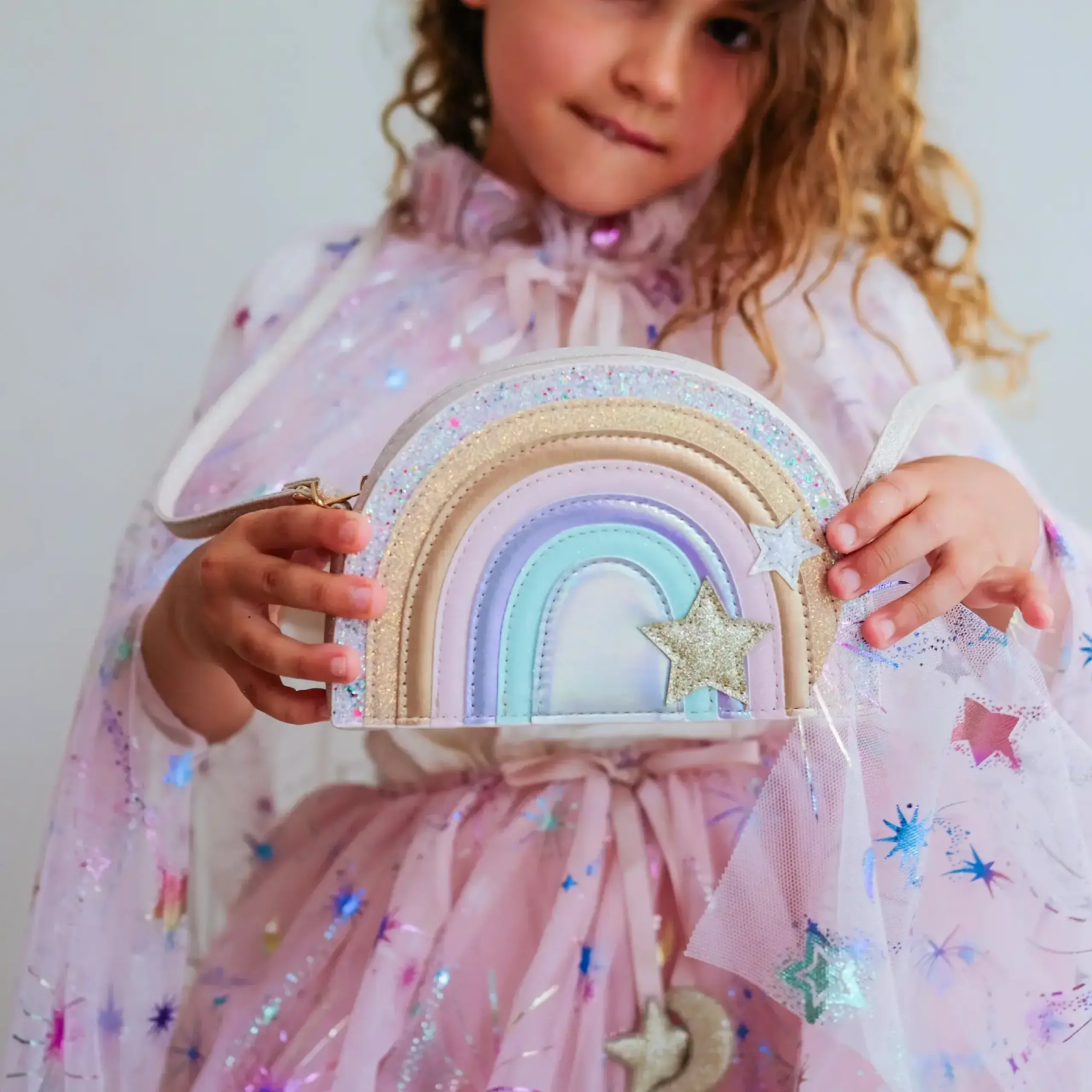 Geantă curcubeu Dreamwish, roz pastel — Mimi & Lula
