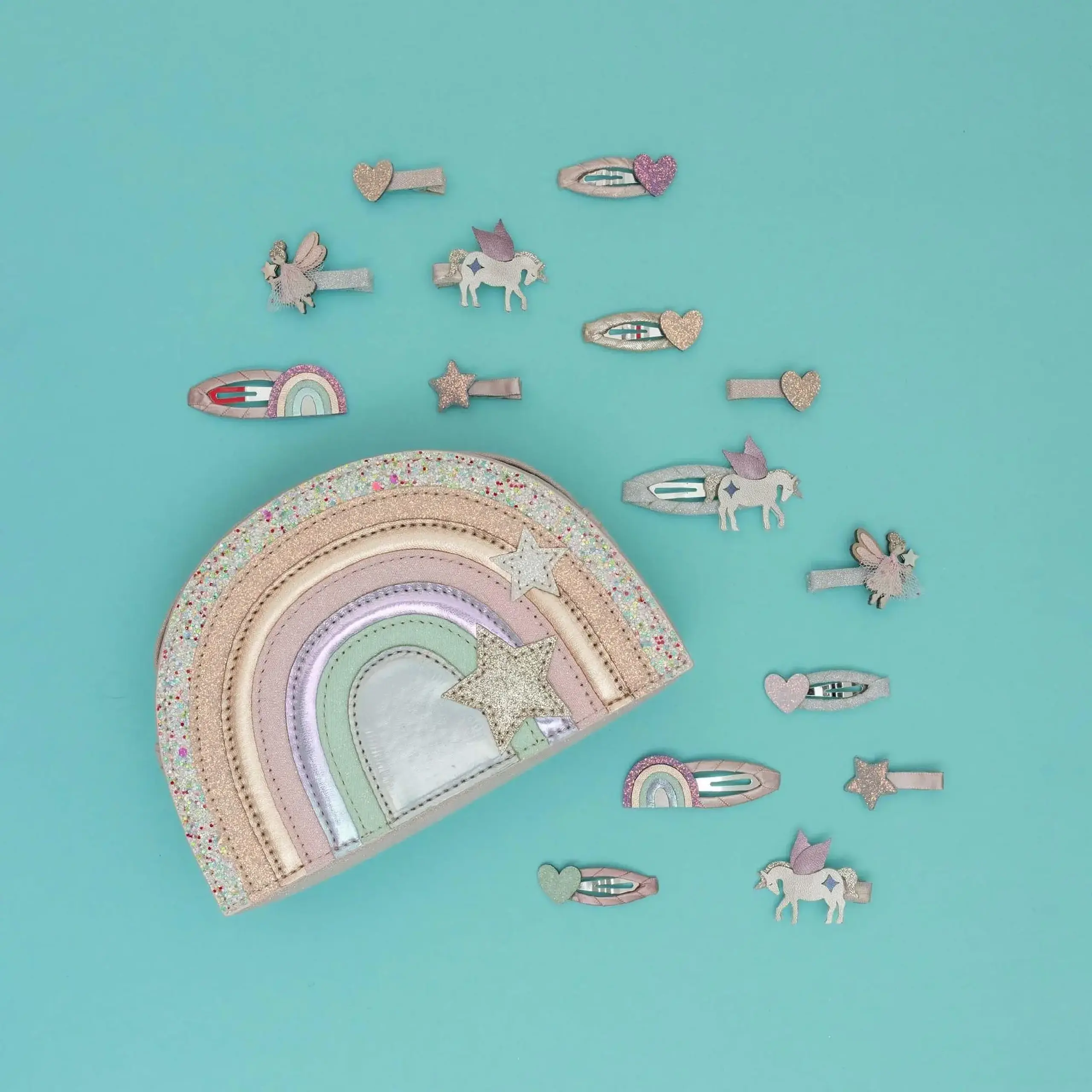 Geantă curcubeu Dreamwish, roz pastel — Mimi & Lula