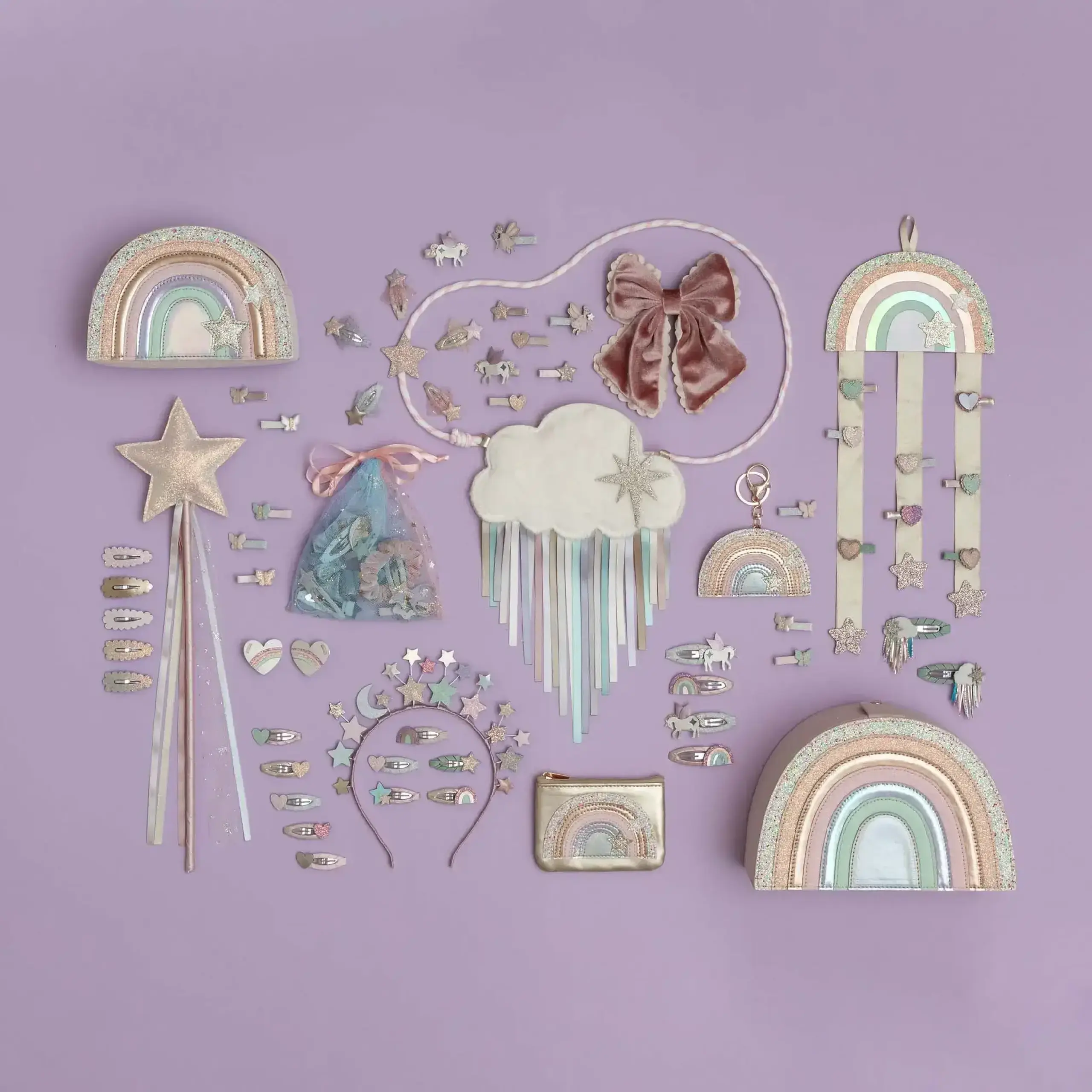 Geantă curcubeu Dreamwish, roz pastel — Mimi & Lula