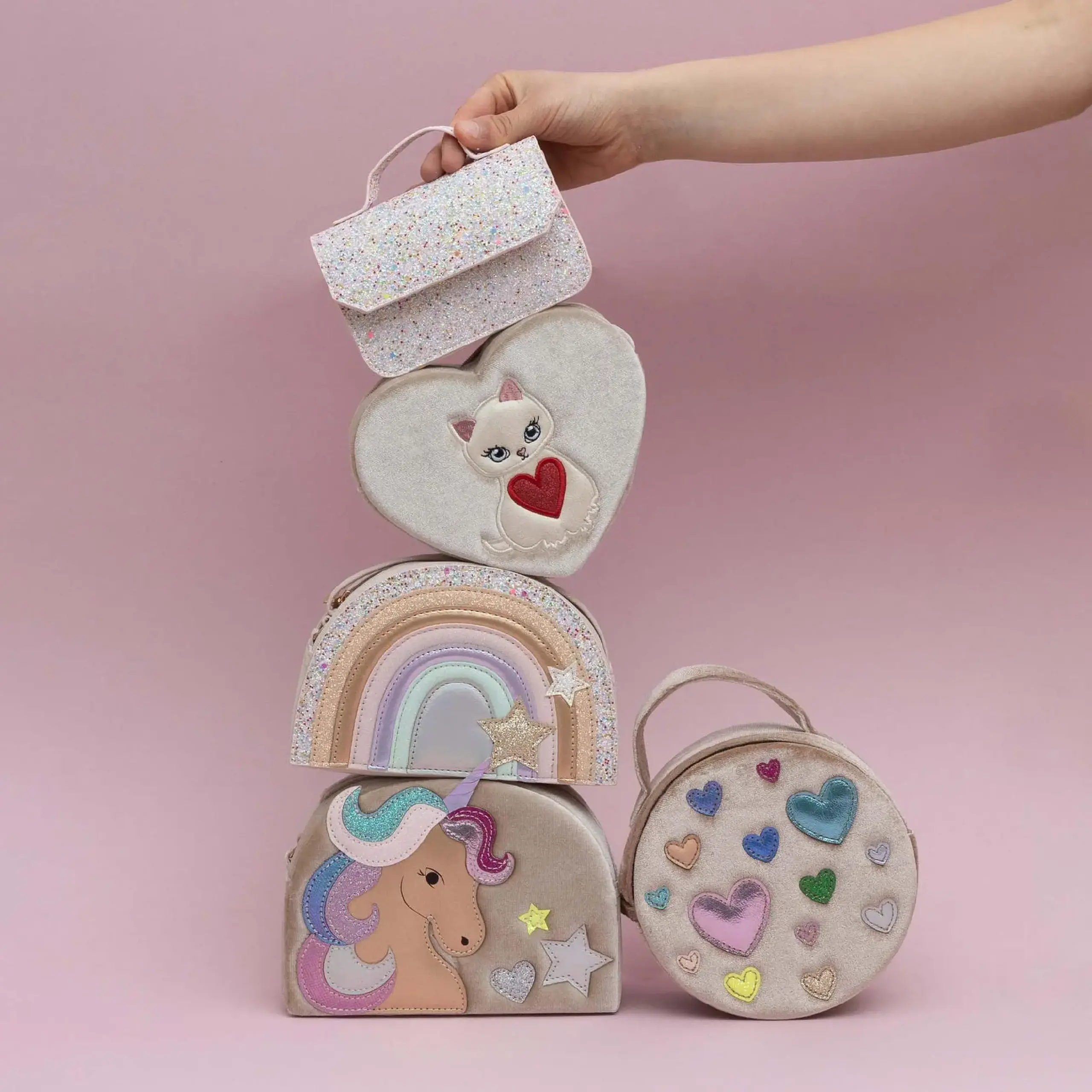 Geantă curcubeu Dreamwish, roz pastel — Mimi & Lula