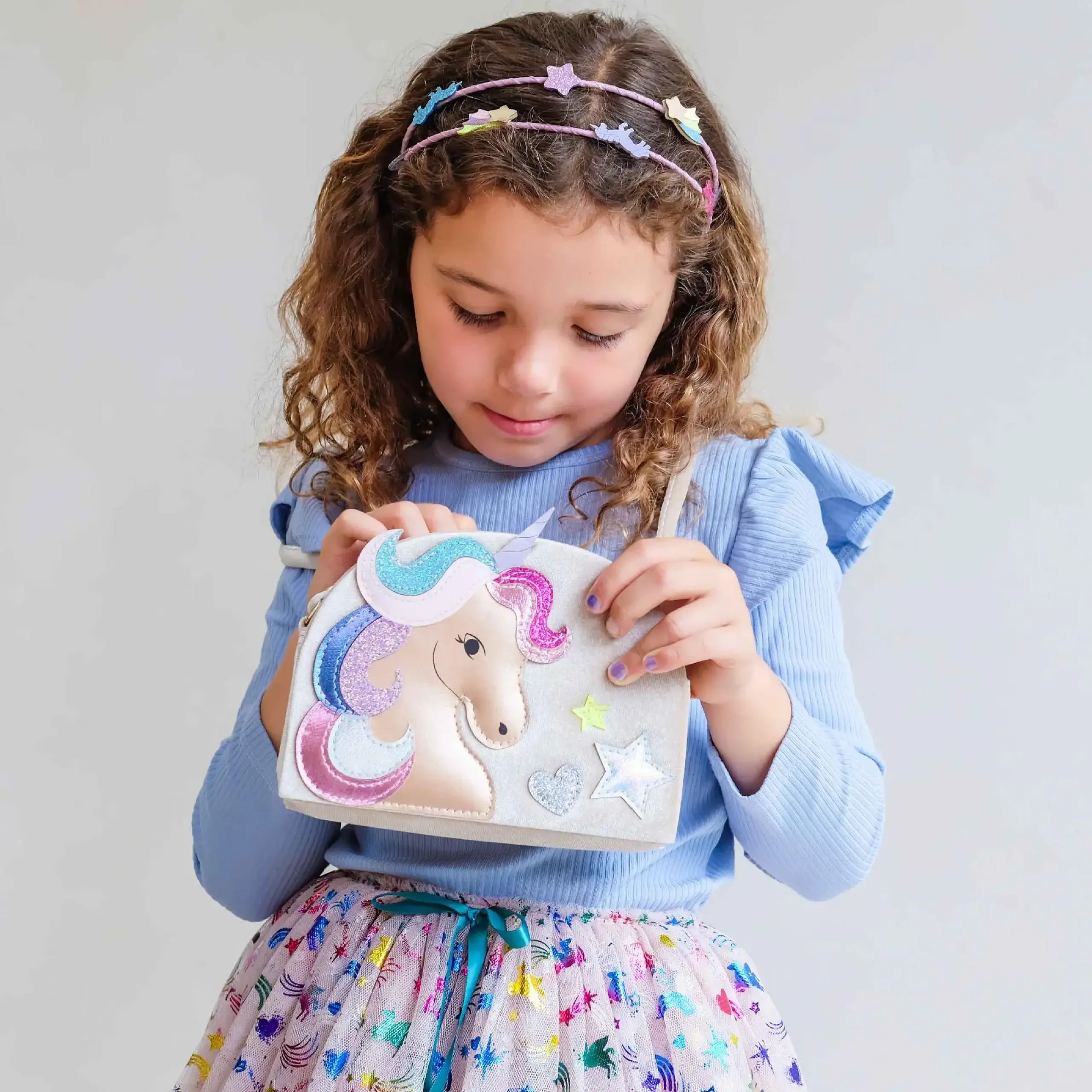 Geantă Unicorn din catifea bej — Mimi & Lula