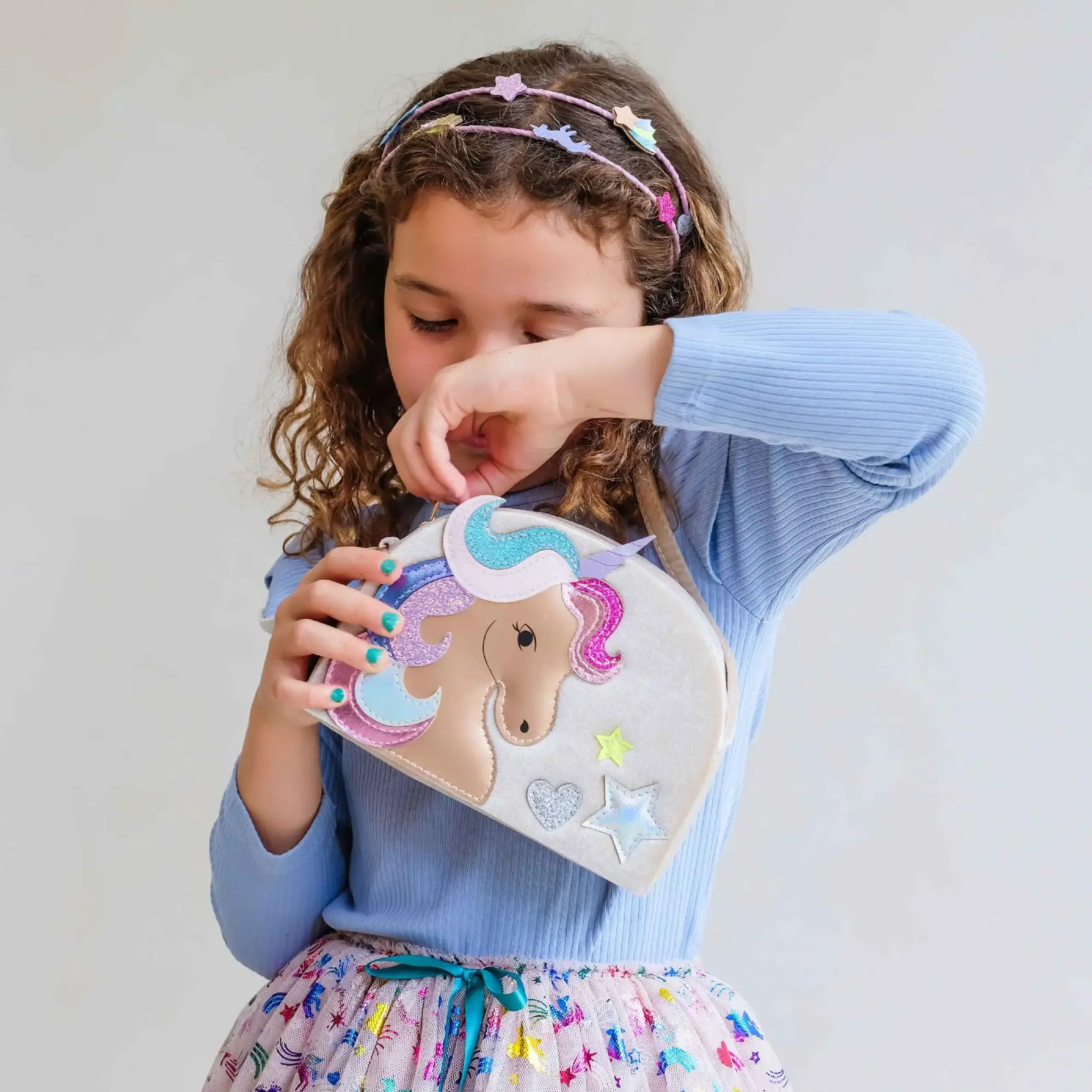 Geantă Unicorn din catifea bej — Mimi & Lula