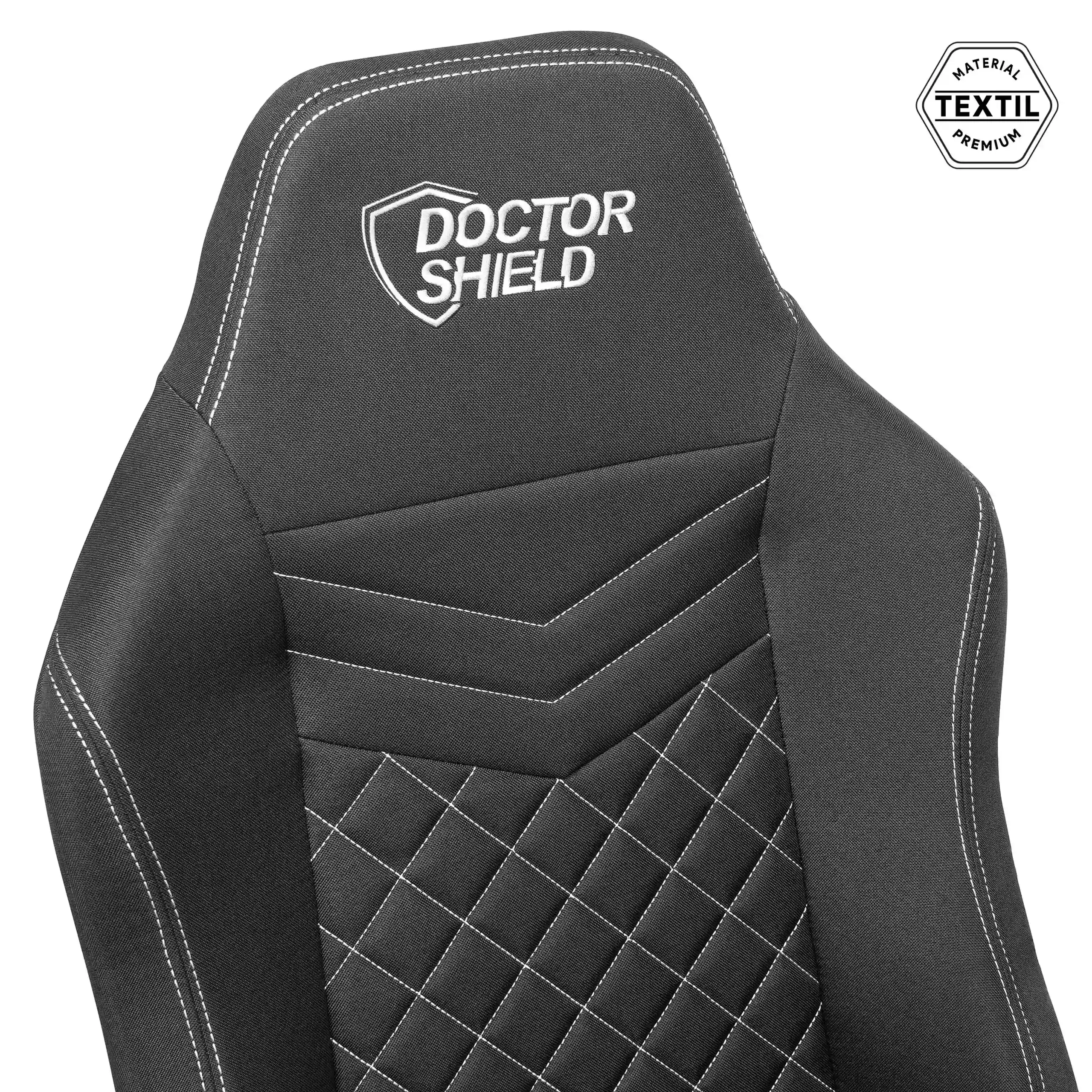 Scaun Gaming Profesional Dr.Shield Capsule Textil, King Size XXL, Rezistenta 200 KG - Negru