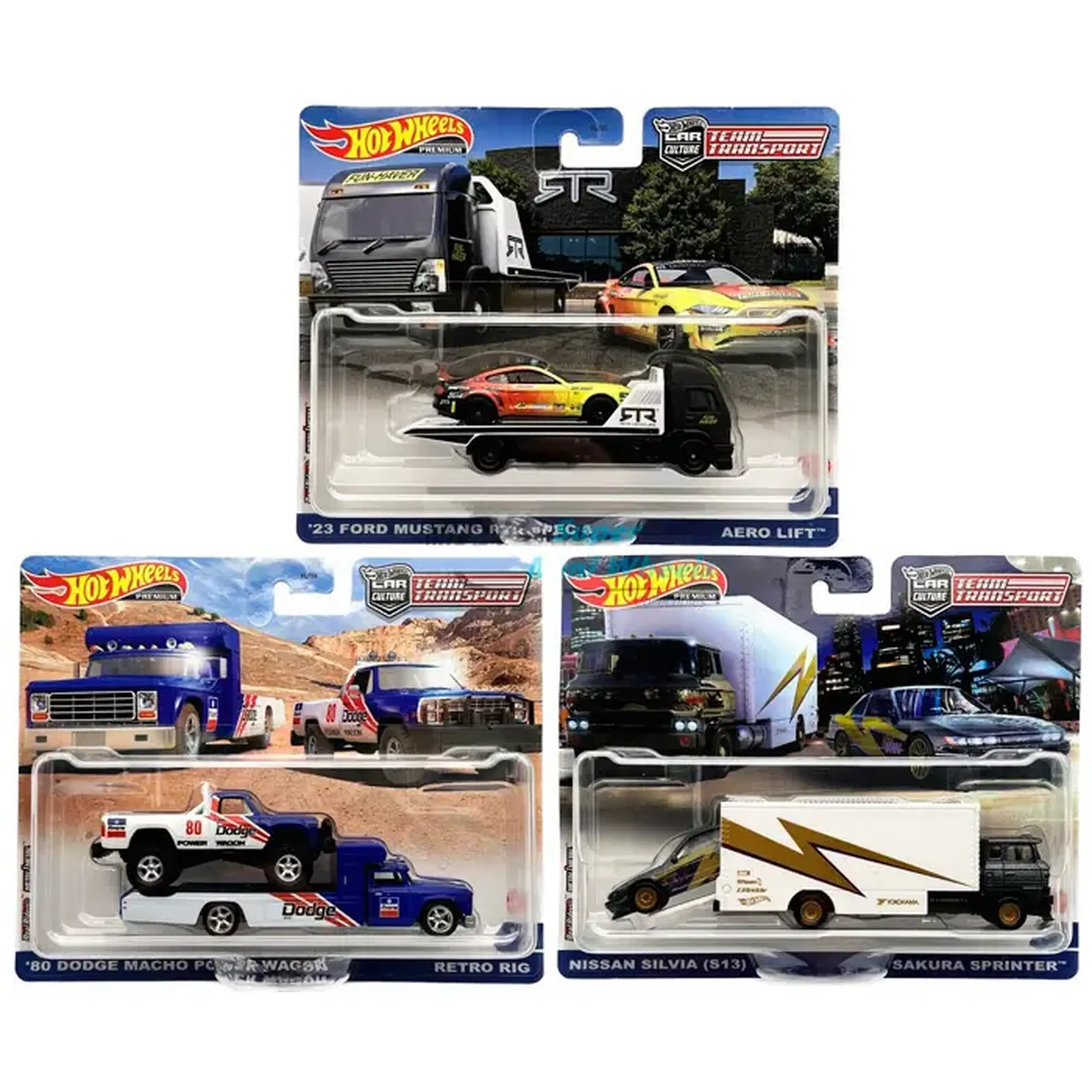 Set de 2 masini HW Premium Car Culture Team Transport Truck FLF56